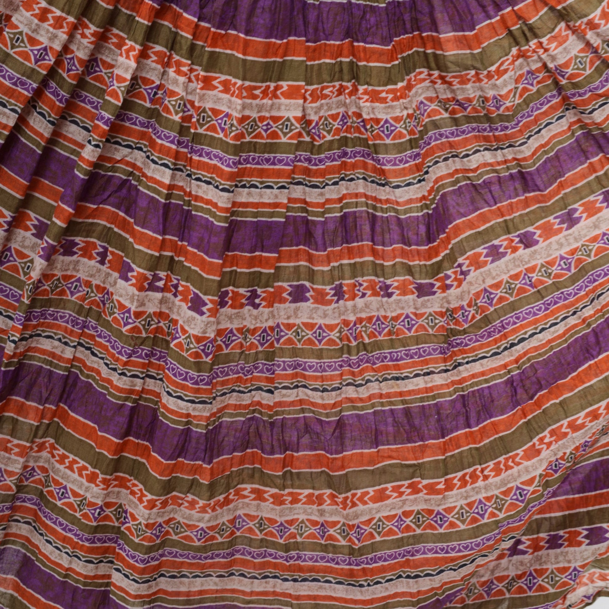 90s Capezio Geometric Striped Broomstick Midi Skirt Drawstring Purple Small