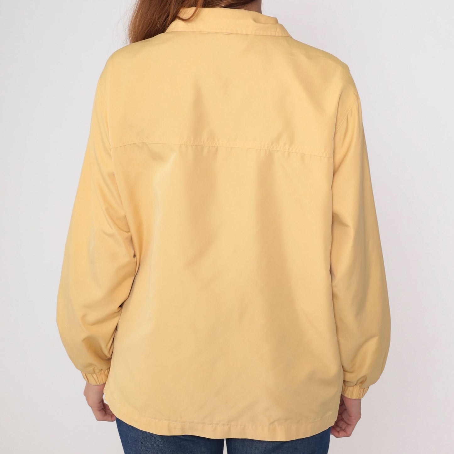 90s Yellow Windbreaker Jacket E Patch Zip Up Large