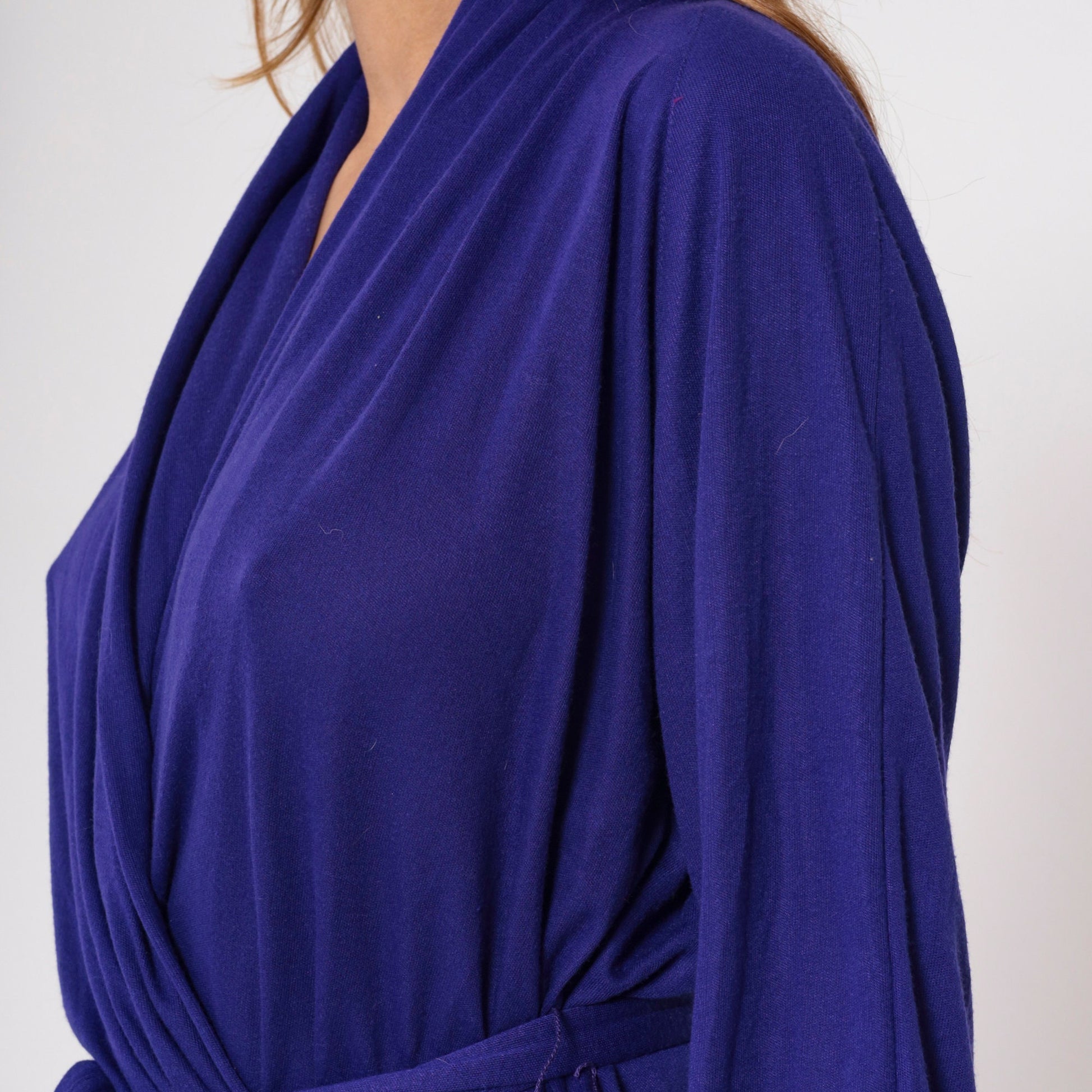 Y2K Purple Wrap Maxi Dress Gold Tassel Long Sleeve Draped Ankle Length Large L