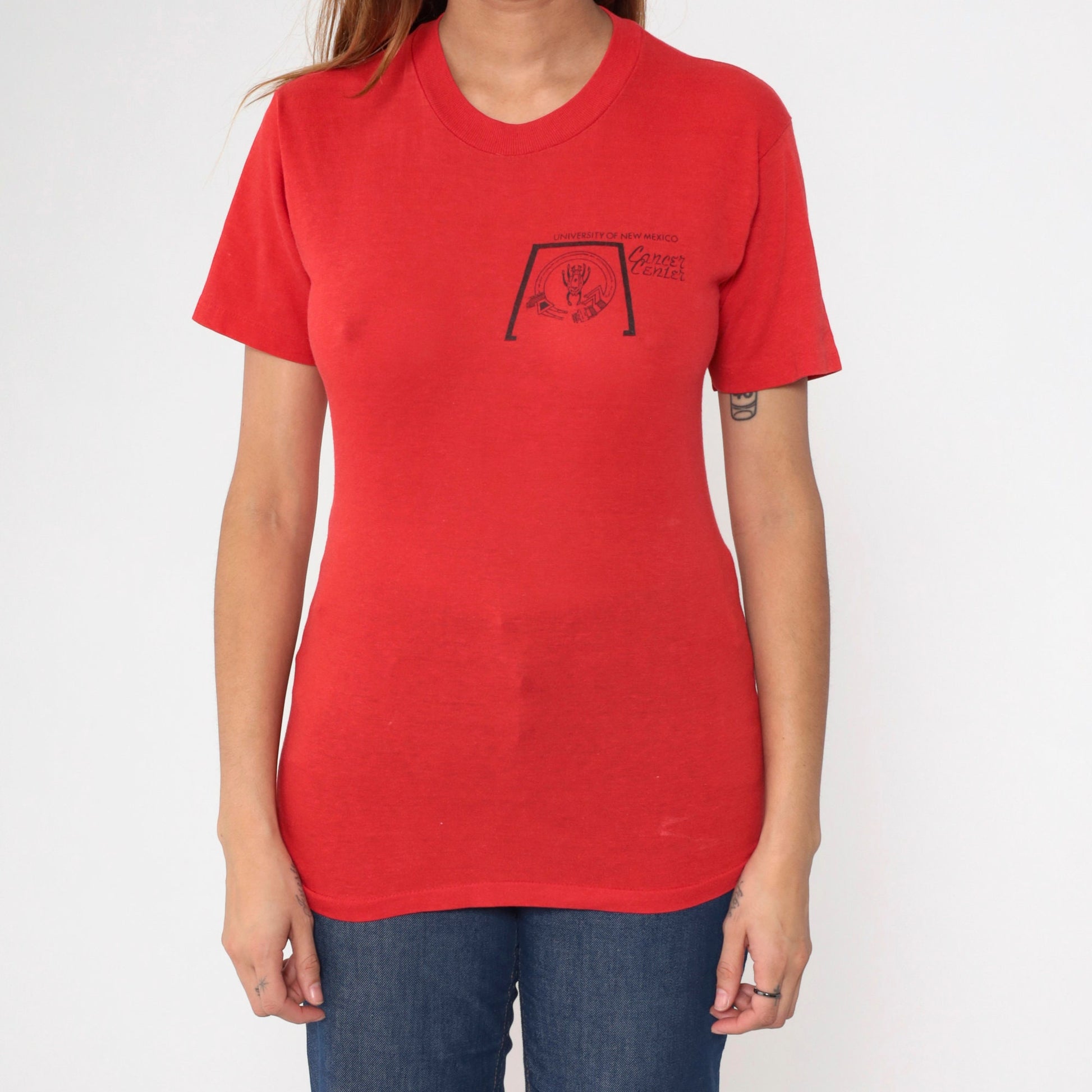 80s University of New Mexico Cancer Center Graphic Tee Red Single Stitch Small