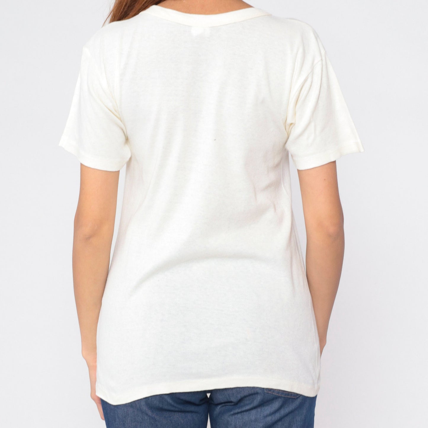 80s Hanes Pale Yellow T-Shirt Cotton Single Stitch Medium M