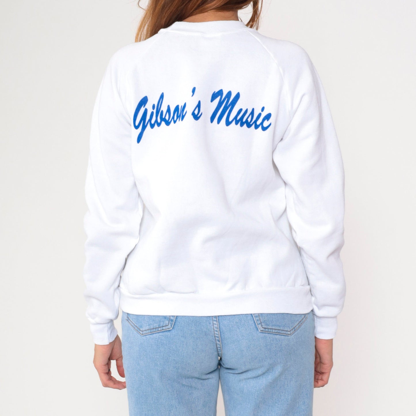 90s Gibson's Music Corbin Kentucky Graphic Sweatshirt White Raglan Small