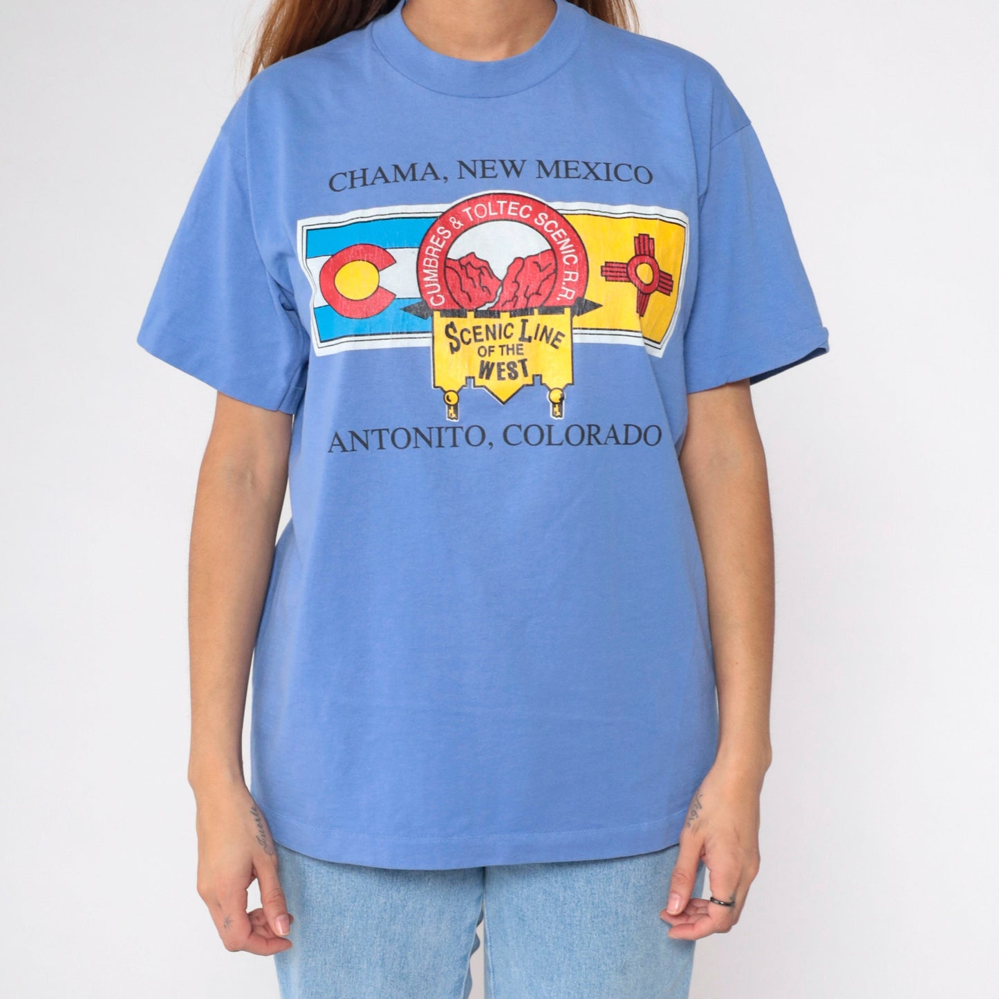 90s Cumbres & Toltec Railway Graphic T-Shirt Train Chama New Mexico Large L