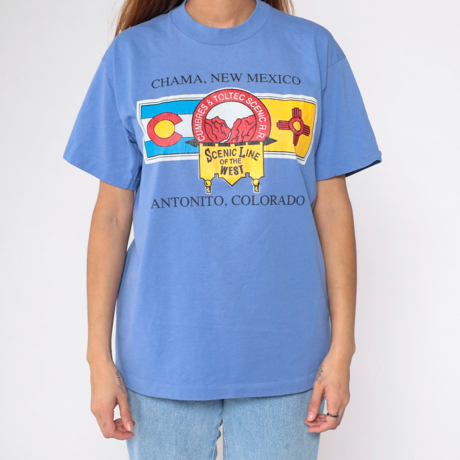 90s Cumbres & Toltec Railway Graphic T-Shirt Train Chama New Mexico Large L