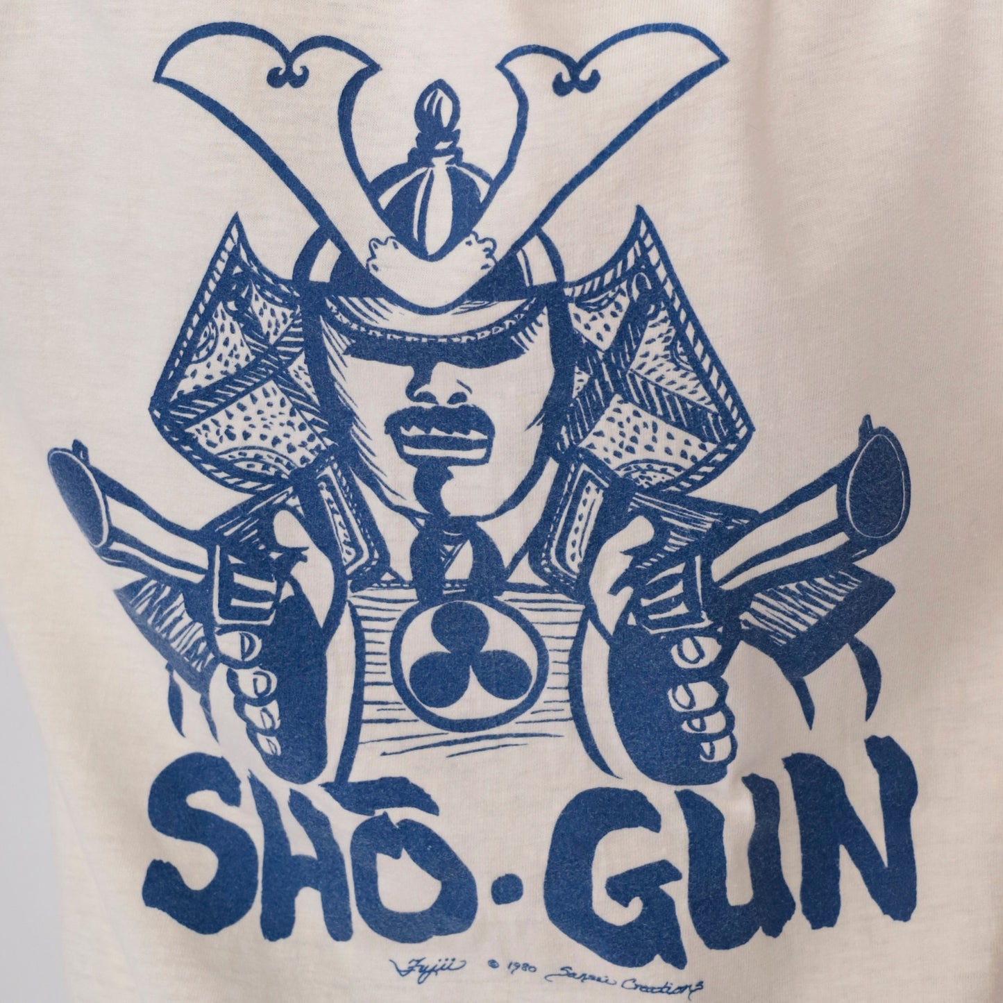 80s Japanese Shogun Graphic T-Shirt Sansei Creations Off-White Single Stitch Small