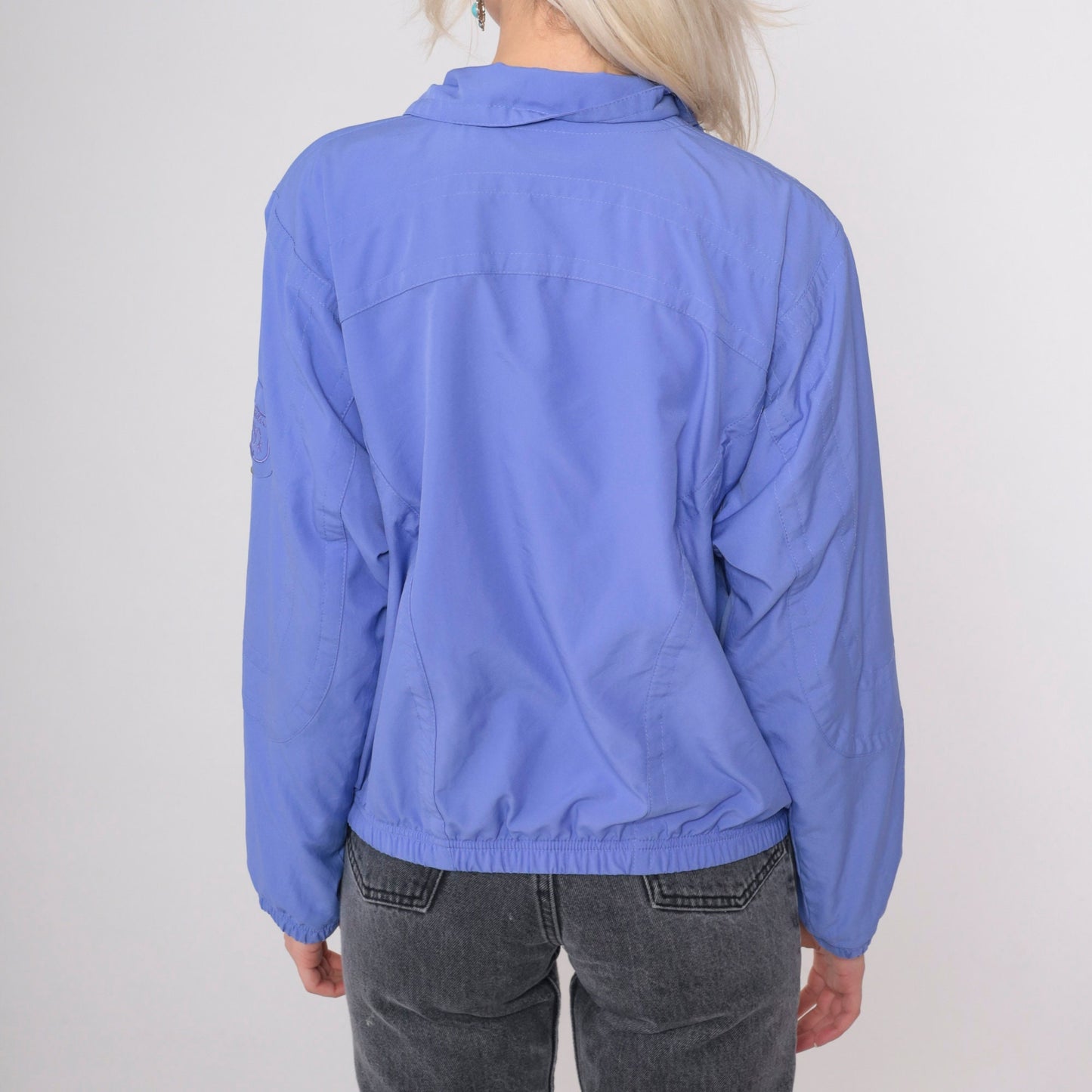 90s Periwinkle Windbreaker Jacket Nylon Cropped Track Small