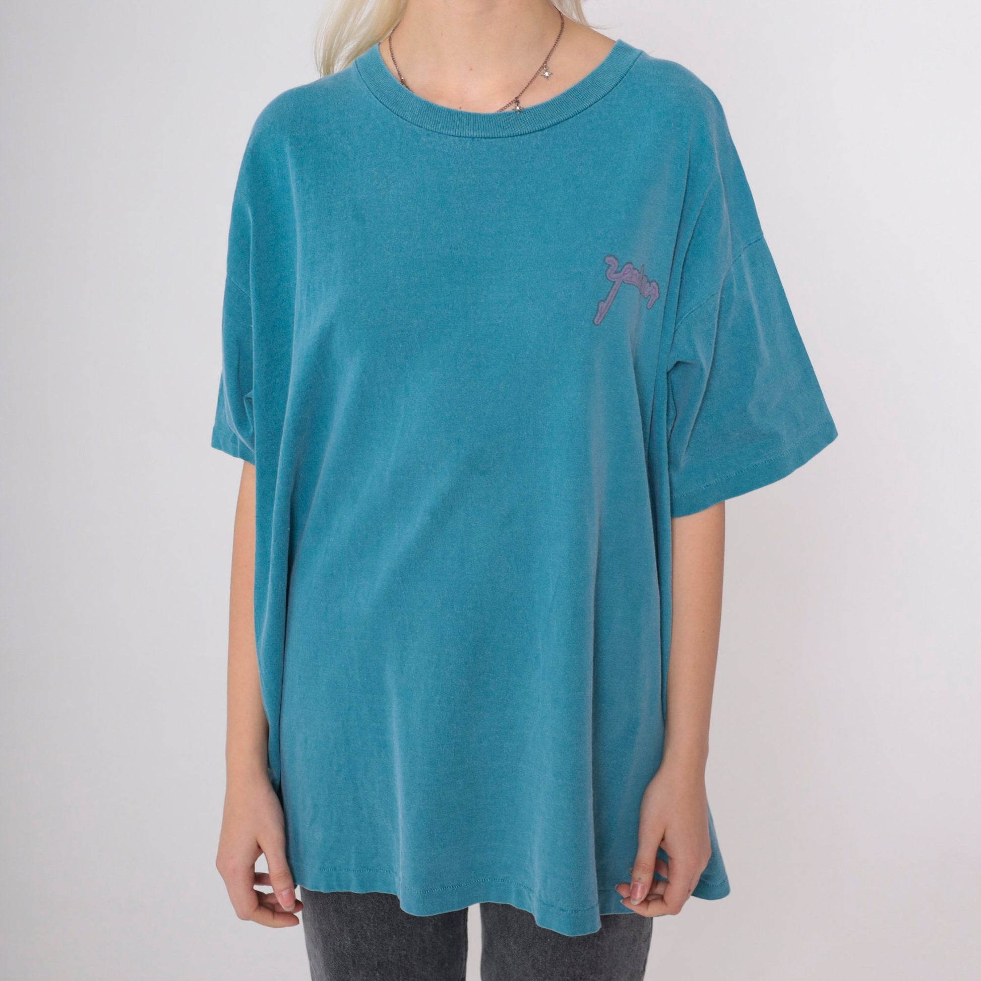 90s Yeshua Christian Graphic T-Shirt The Name Above Them All Blue Extra Large