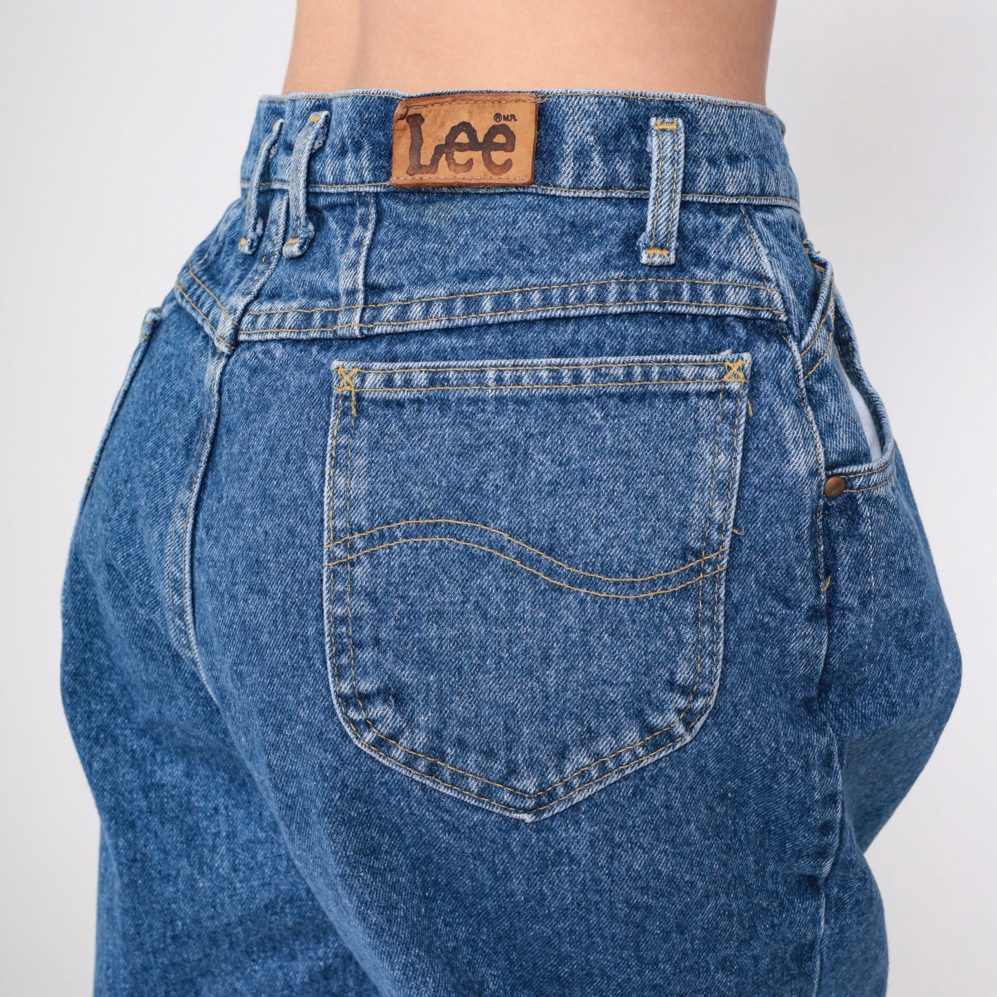 90s Lee High Waisted Tapered Jeans Medium Blue Cotton Long 13