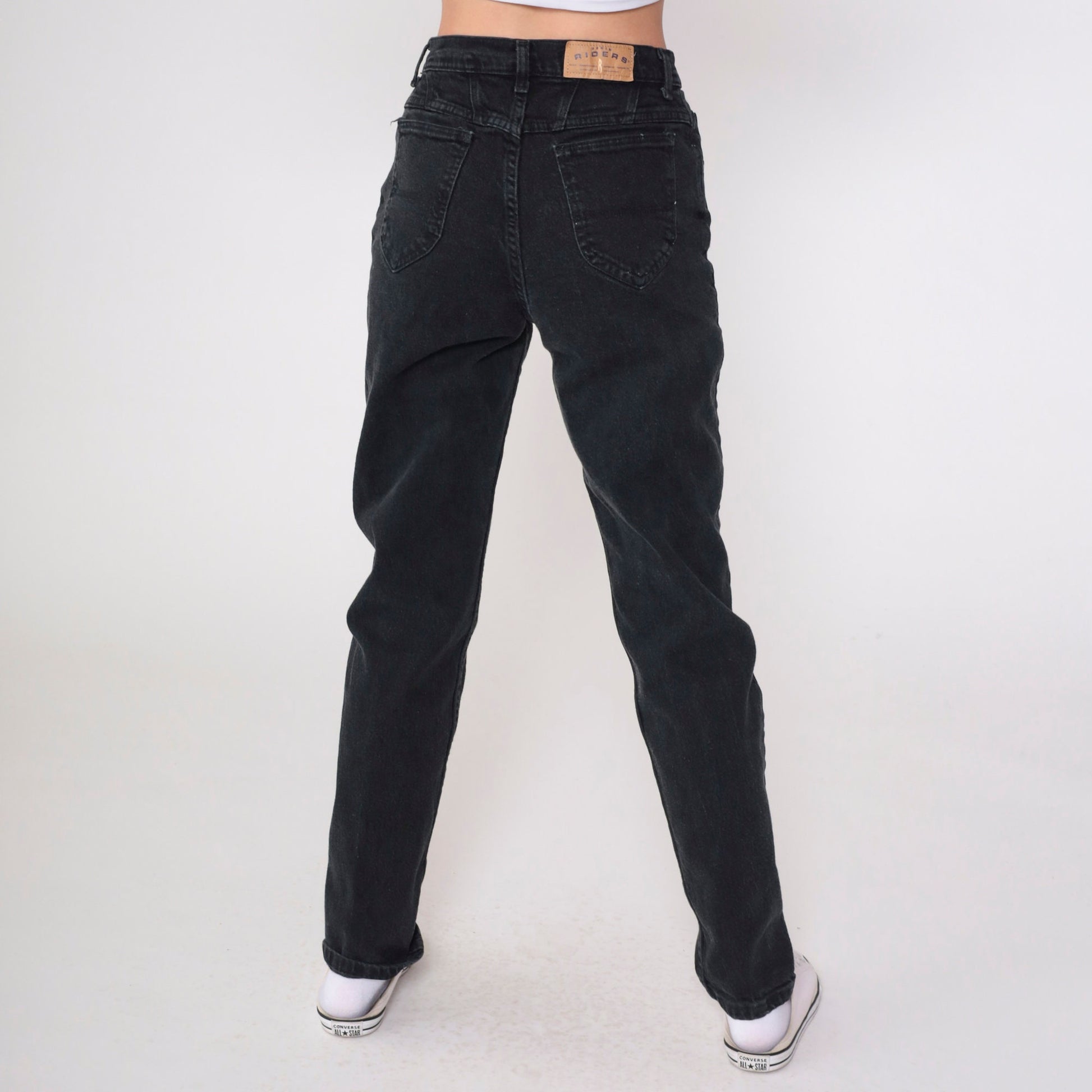 90s Riders Black High-Rise Tapered Jeans Y2K Denim Small 6