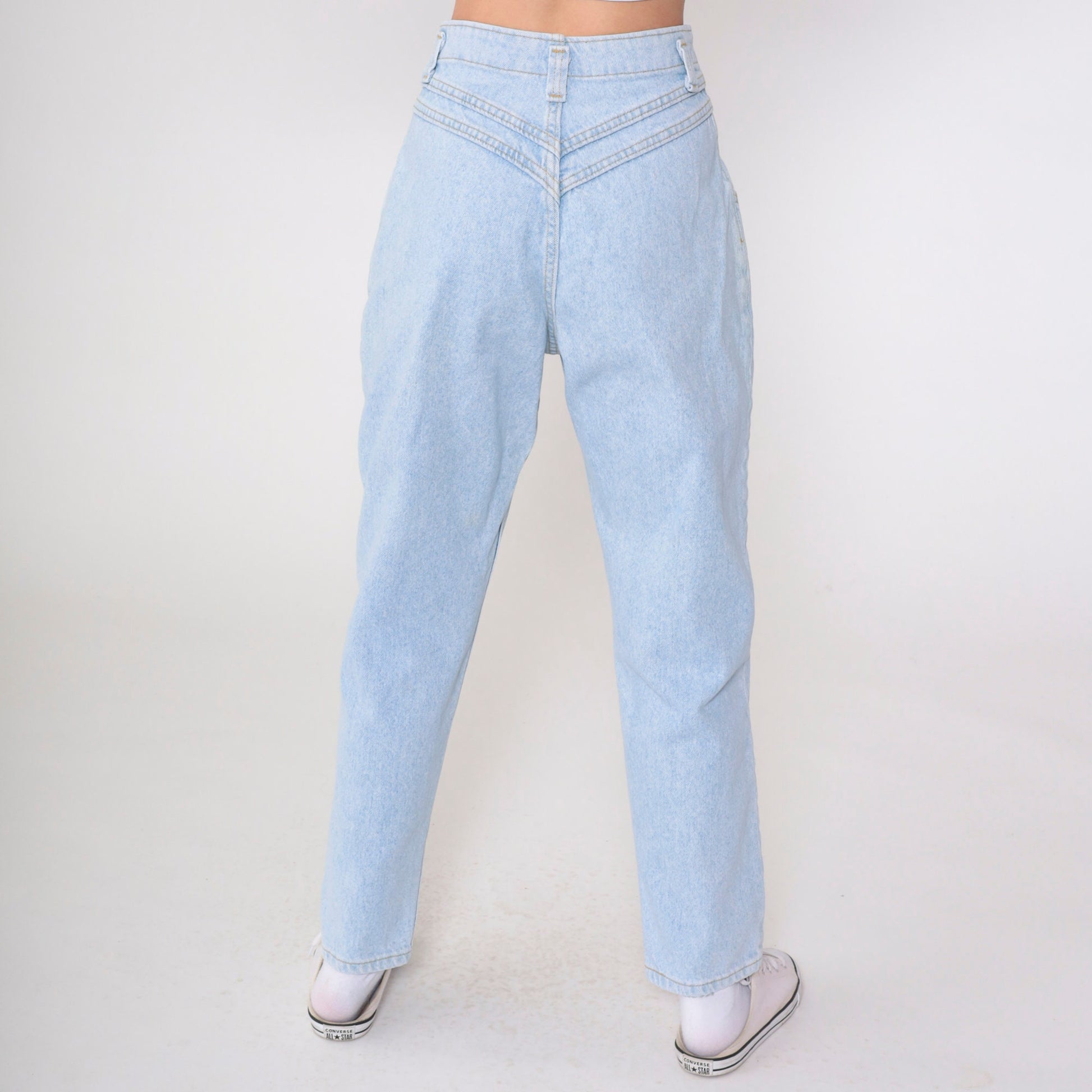 Lee Pleated High-Waist Jeans Light Wash Tapered Denim Small Petite