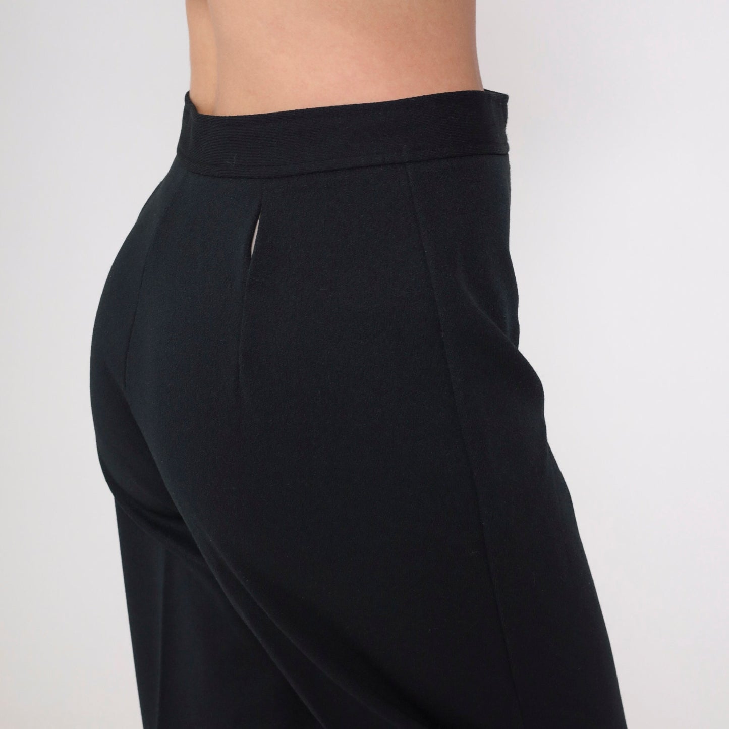70s Black High-Waist Flared Trousers Russ Medium 8