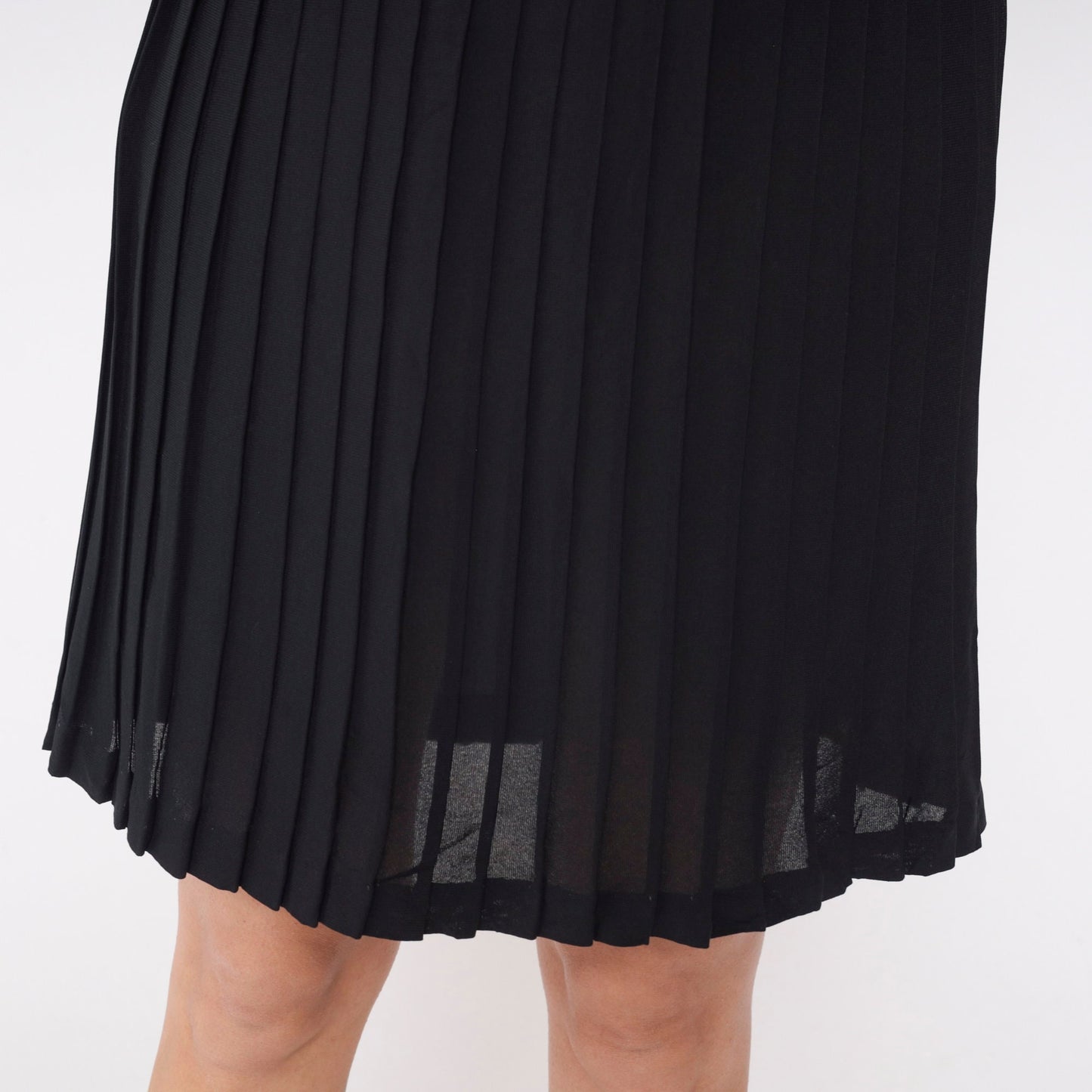 60s Black Pleated Mini Skirt High Waist Semi-Sheer Extra Small XS