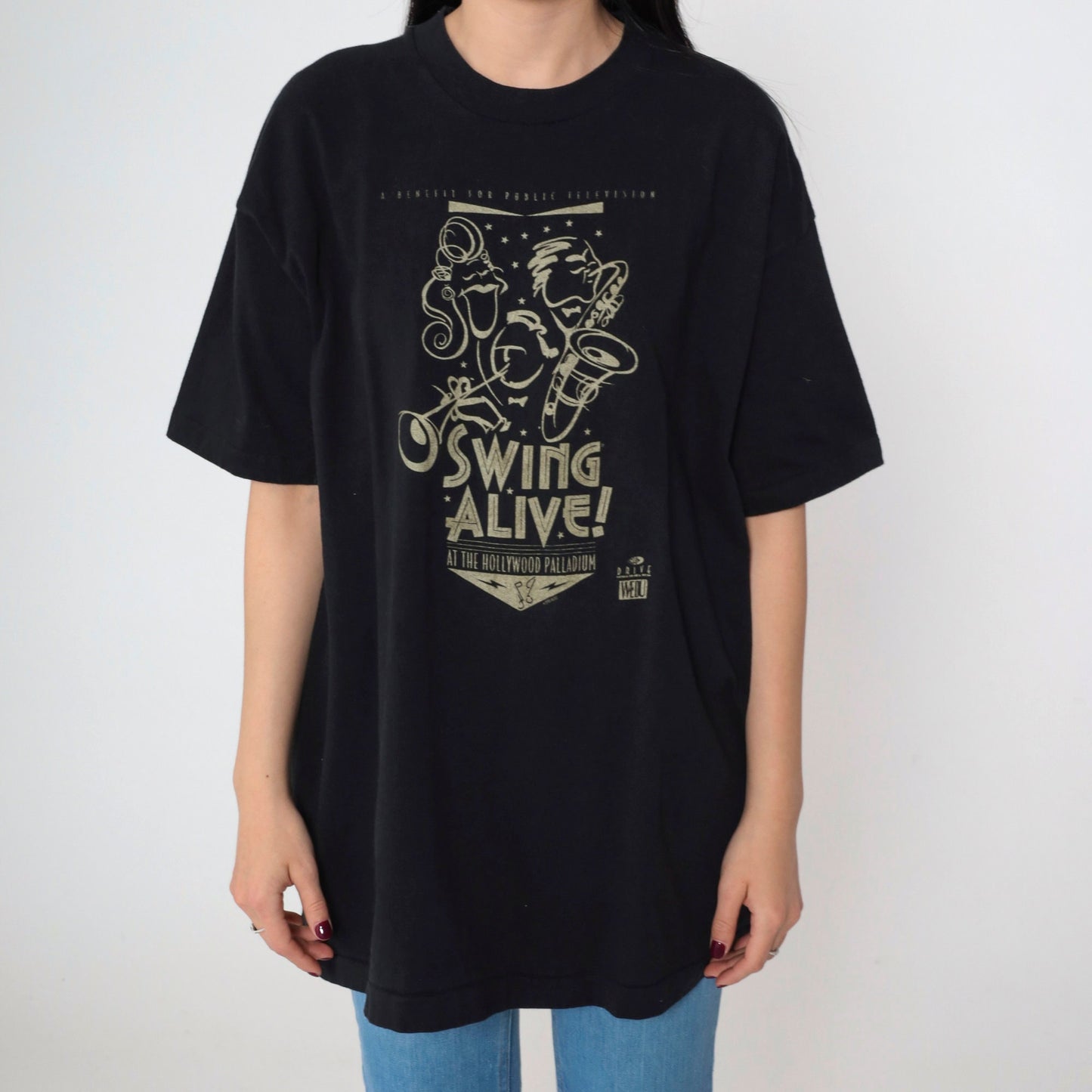 1996 Swing Alive! Hollywood Palladium Benefit T-Shirt Black Graphic Tee Extra Large