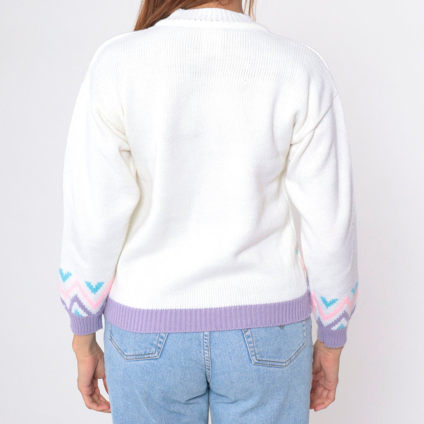 90s Hats Off Ice Skating Graphic Sweater Pastel Novelty Knit Small
