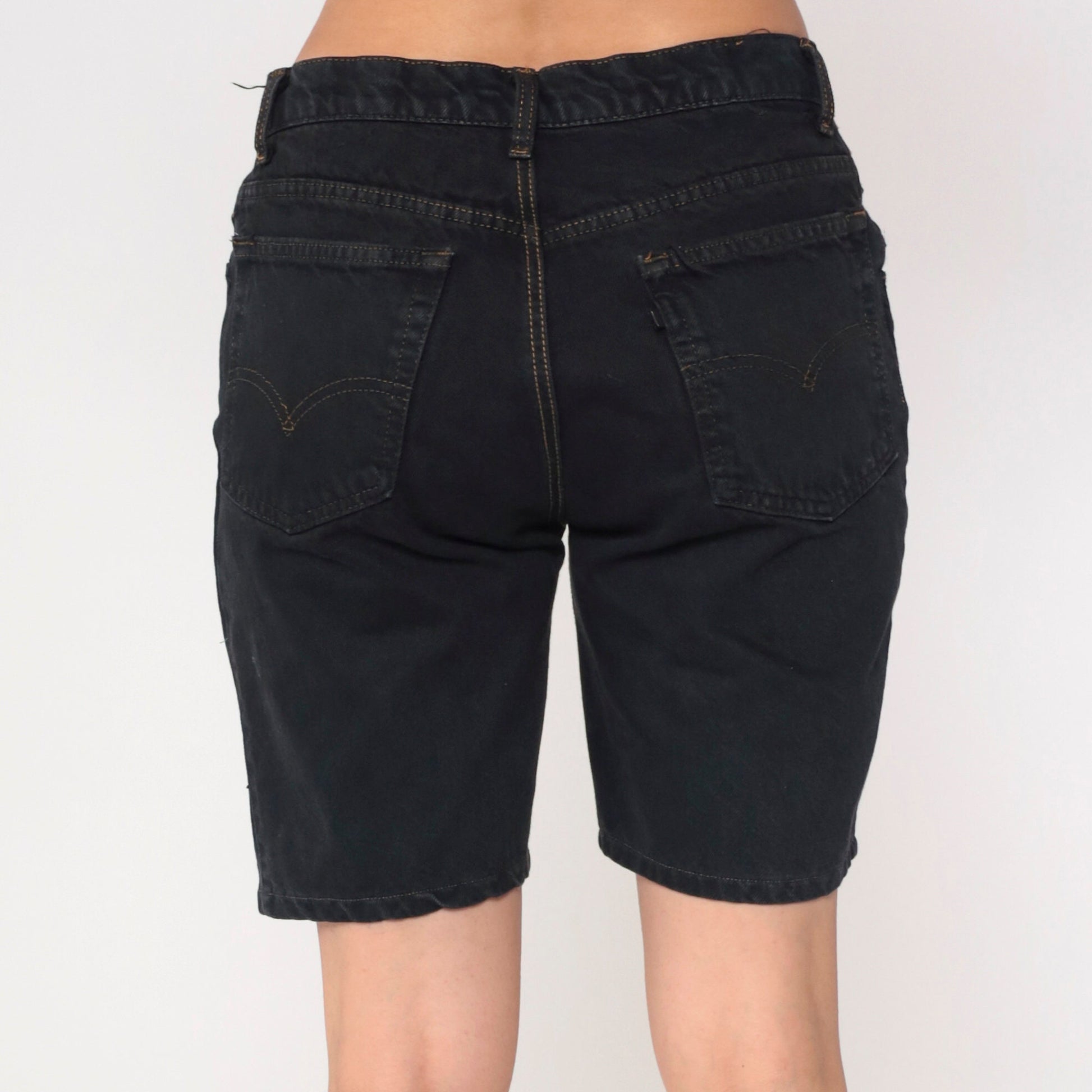 90s Levi's Overdyed Black Denim Bermuda Shorts High Waist Men's Medium