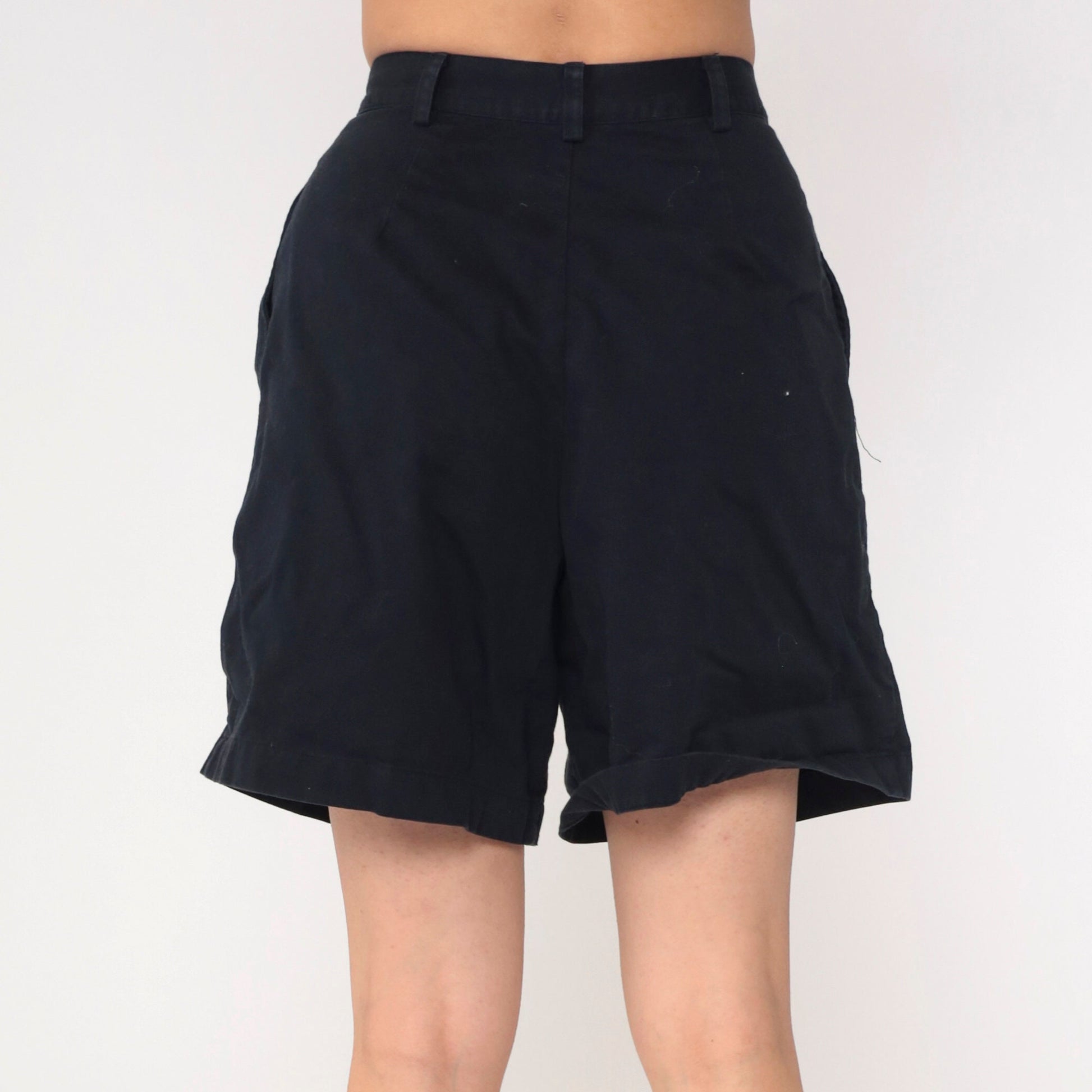 90s Ralph Lauren Navy Cotton Shorts High Waist Bermuda Medium