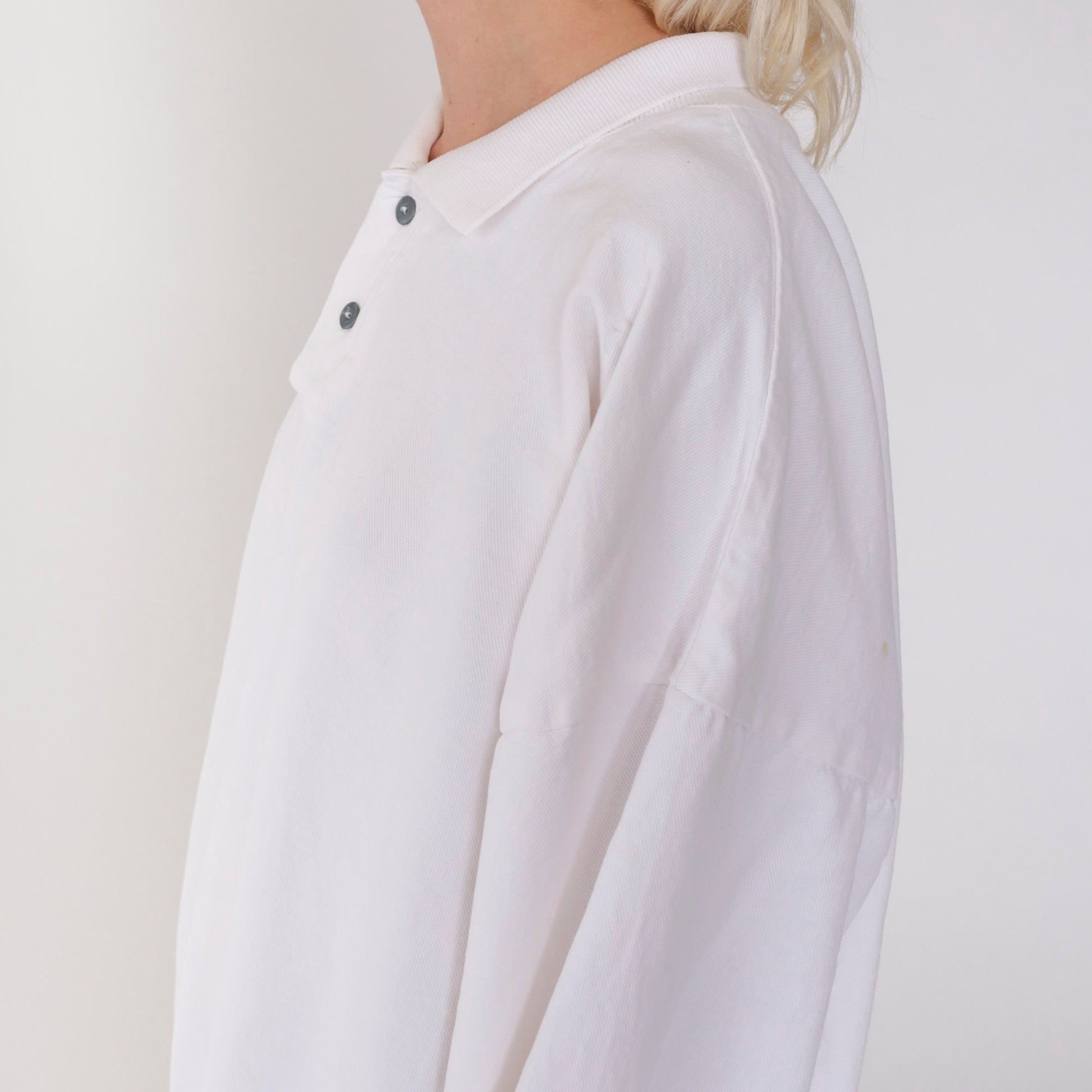 90s Orvis White Collared Sweatshirt Button Chest Plus Size XXL