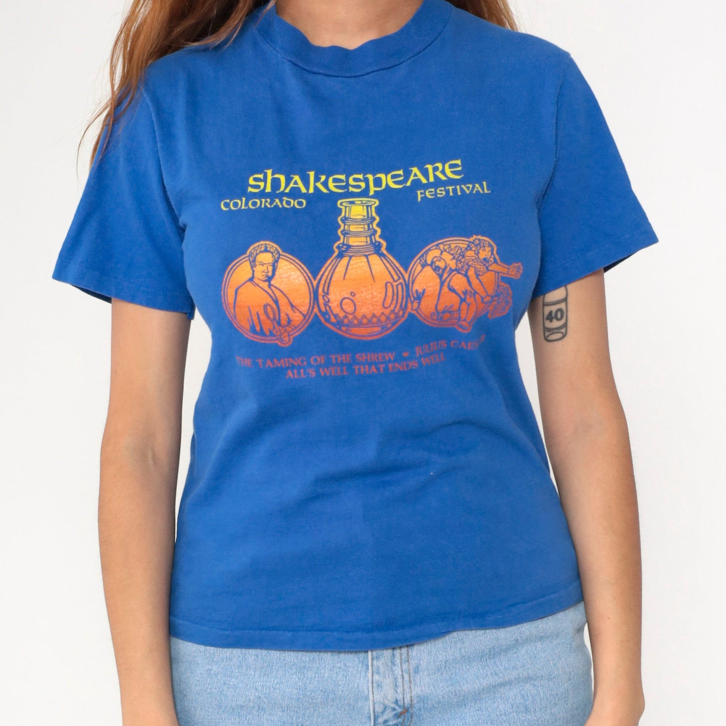80s Colorado Shakespeare Festival Graphic T-Shirt Blue Cotton Small