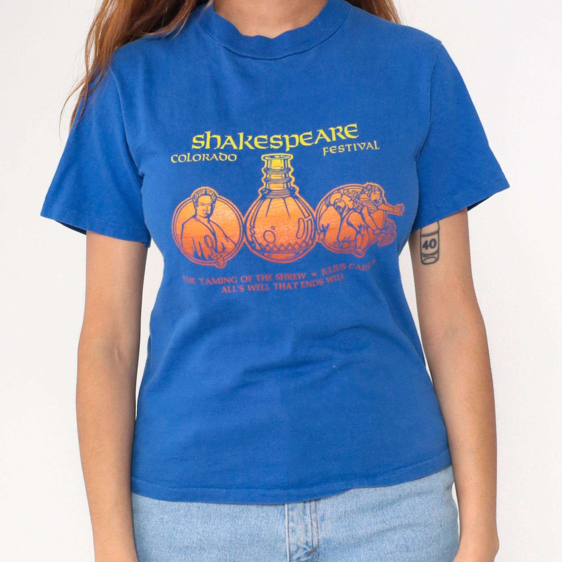 80s Colorado Shakespeare Festival Graphic T-Shirt Blue Cotton Small
