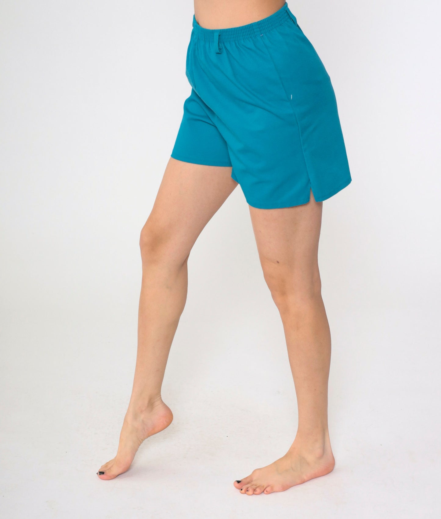 80s Blue High-Waisted Elastic Shorts Small S
