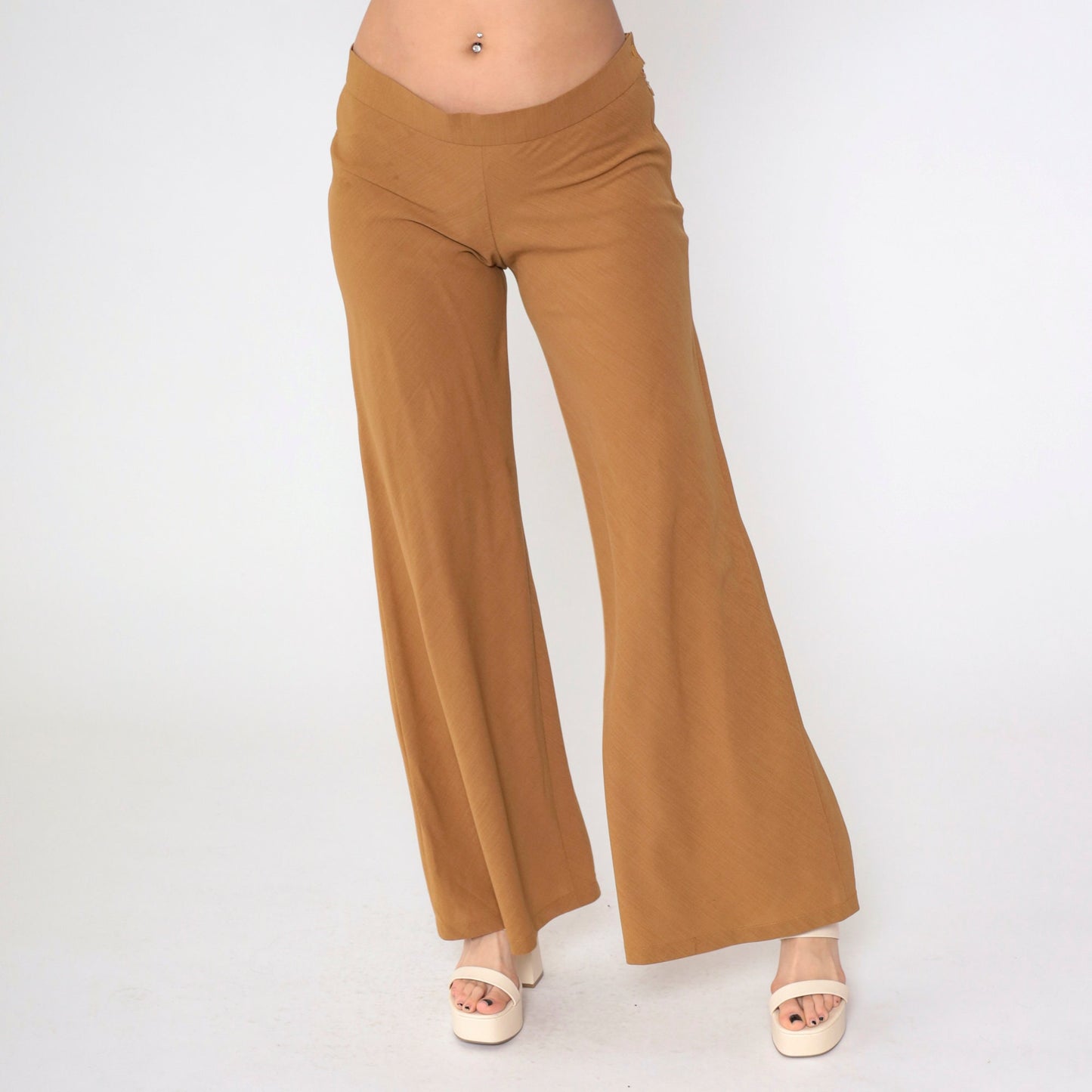00s Brown Low Rise Flared Trousers Small 6