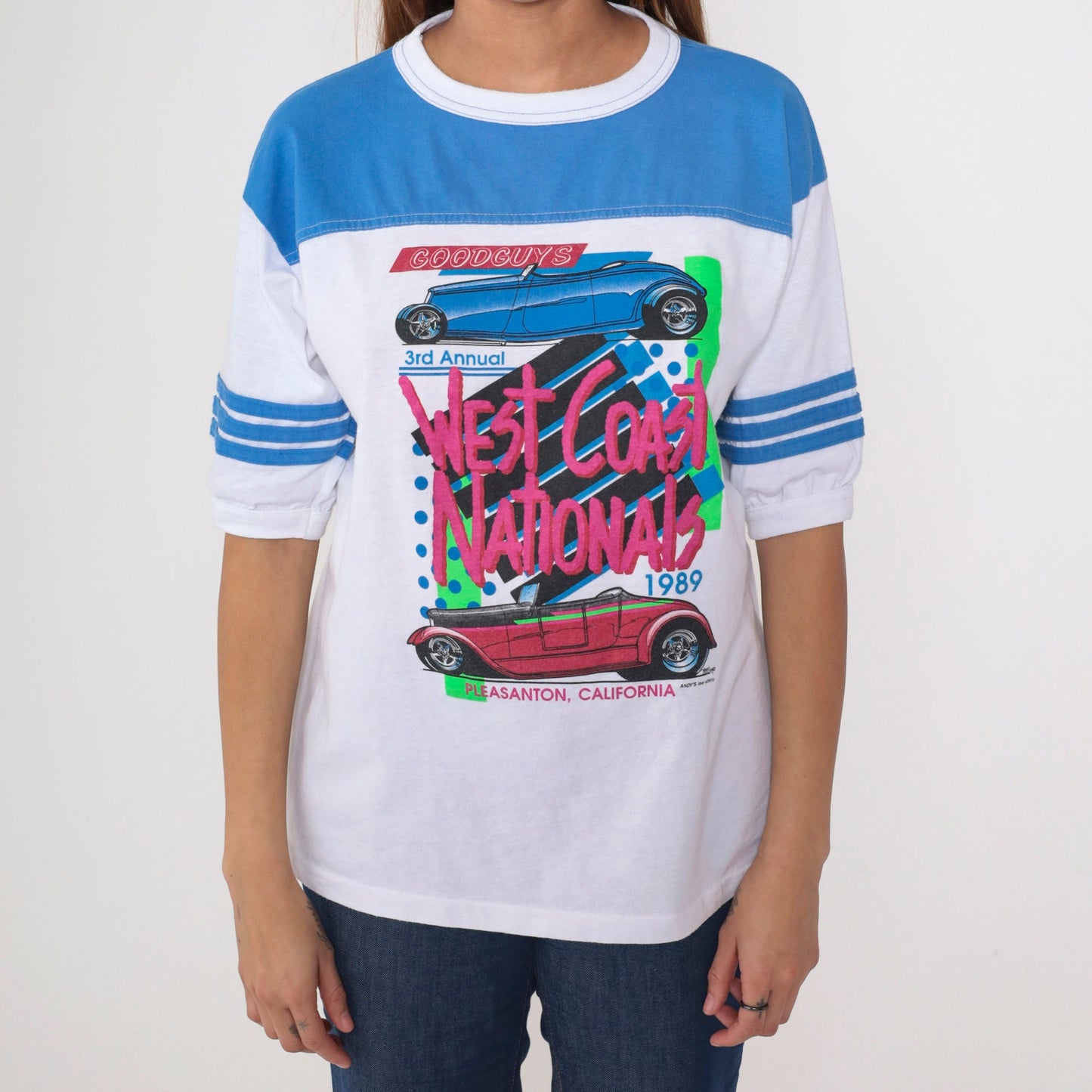 80s Hot Rod Ringer Tee Goodguys 3rd Annual West Coast Nationals Graphic Medium
