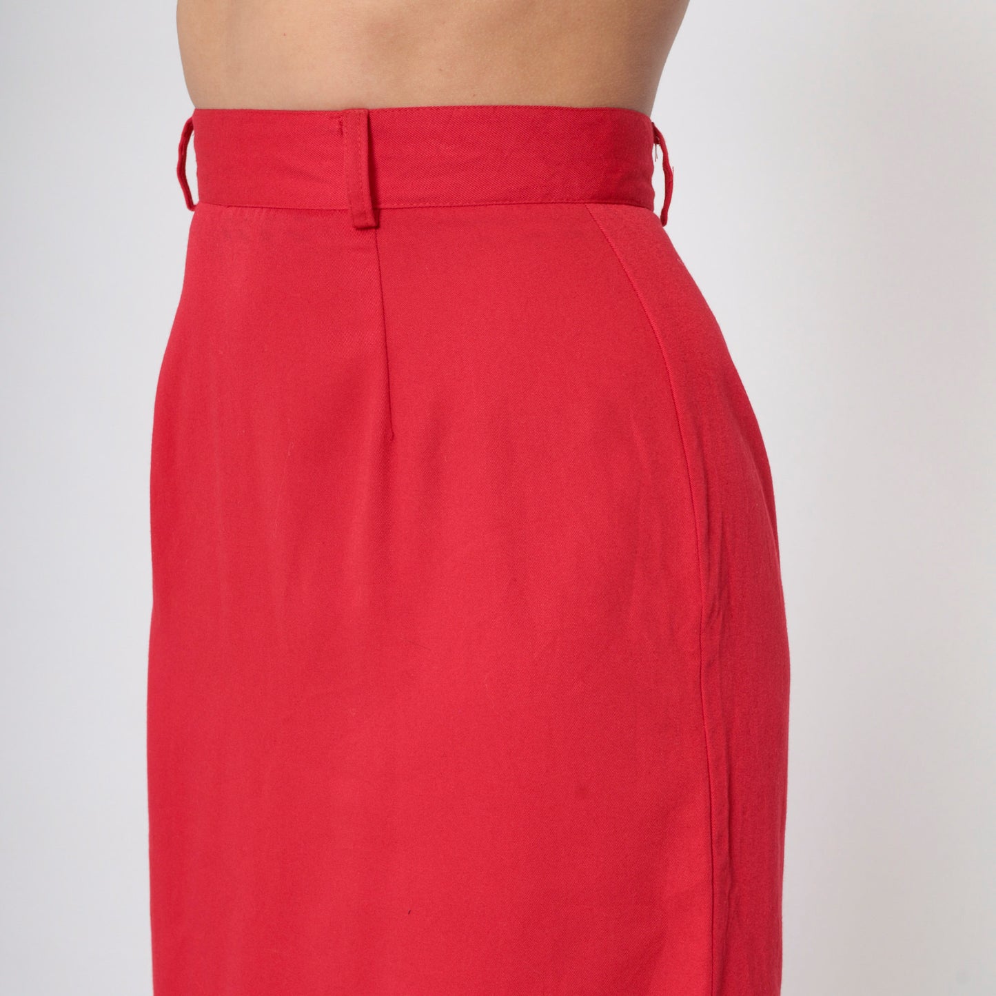 80s Bobbie Brooks Red Mini Pencil Skirt High Waisted Straight Cut Medium