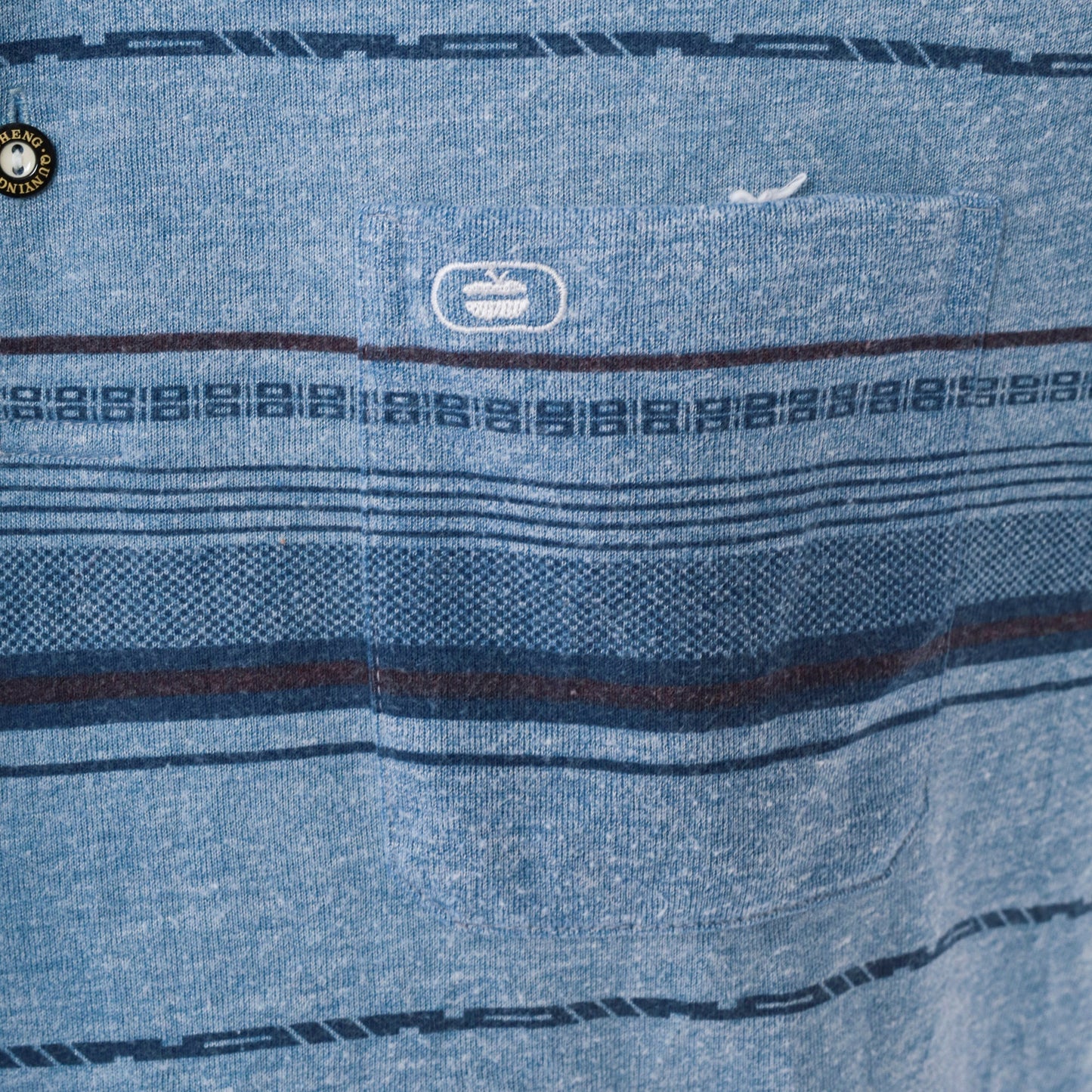 90s Blue Striped Long Sleeve Polo Shirt Men's Small