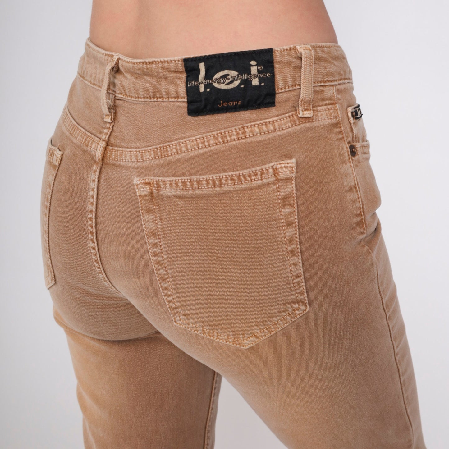 Lei Y2K Flared Jeans Light Brown Mid Rise Denim Size 7