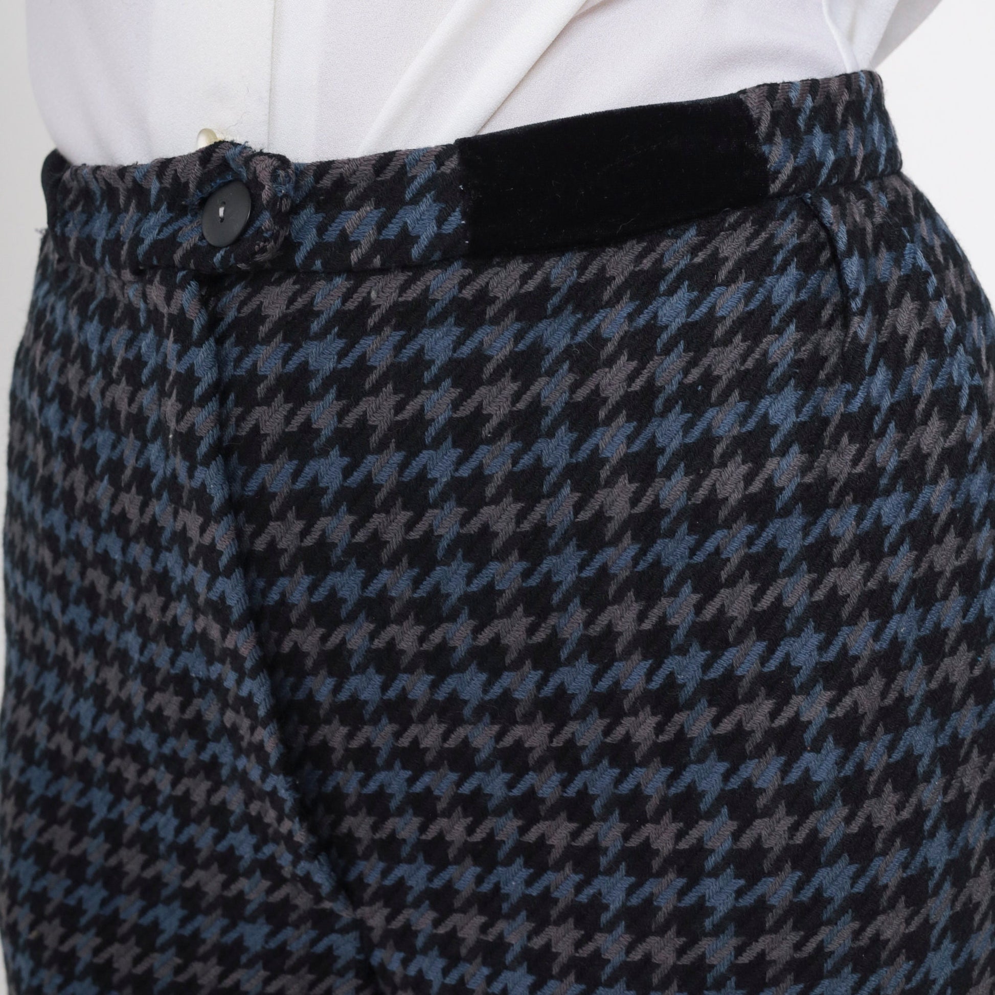 80s Bill Blass Houndstooth Wool Trousers High Waist Straight Leg Medium