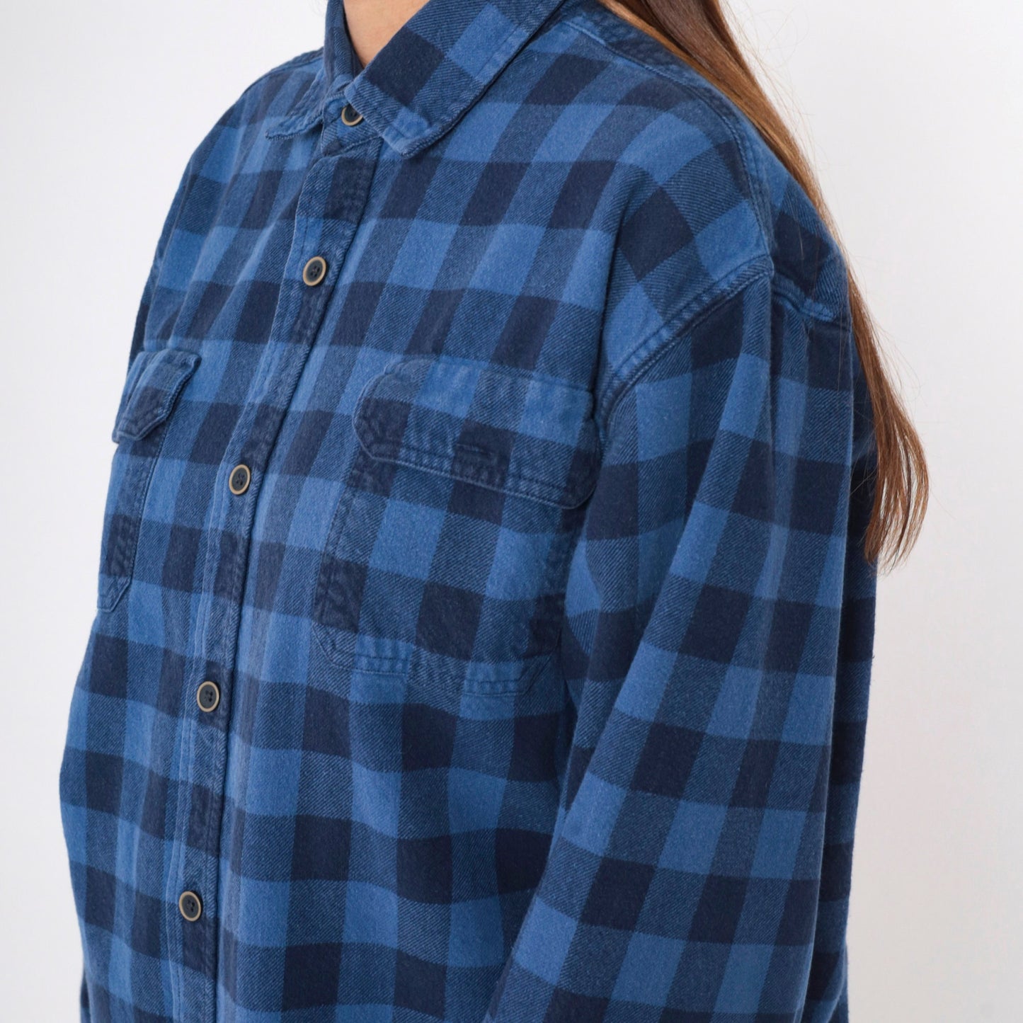 90s Jachs Buffalo Plaid Button-Up Shirt Blue Black Cotton Extra Large Tall