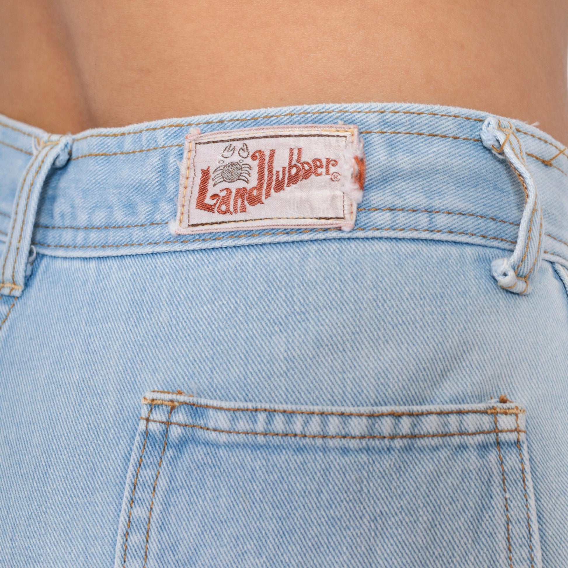70s Landlubber Light Blue Denim Bell Bottom Jeans High Rise Small 30