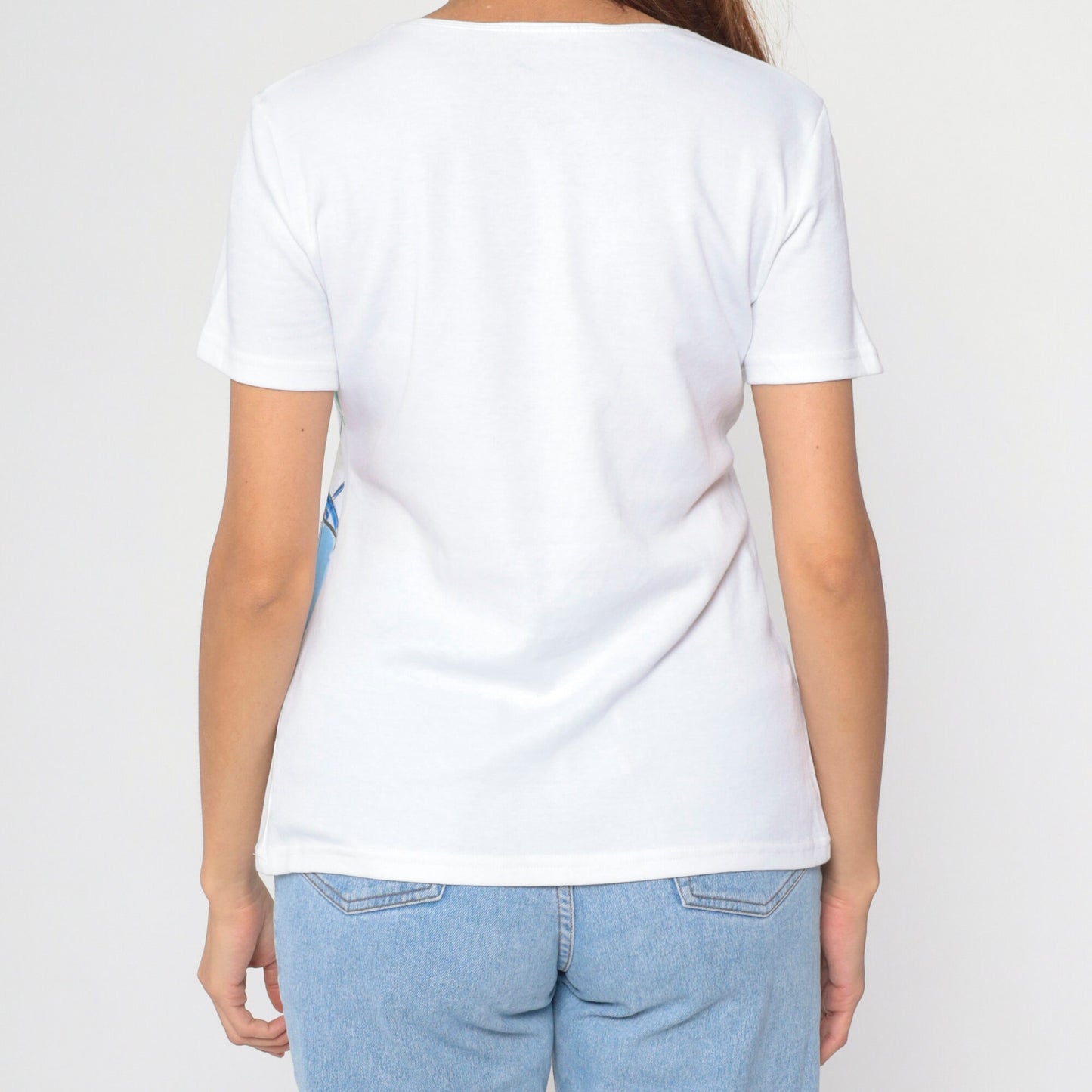 90s Studded Sailboat Beach Umbrella Graphic Tee White Medium
