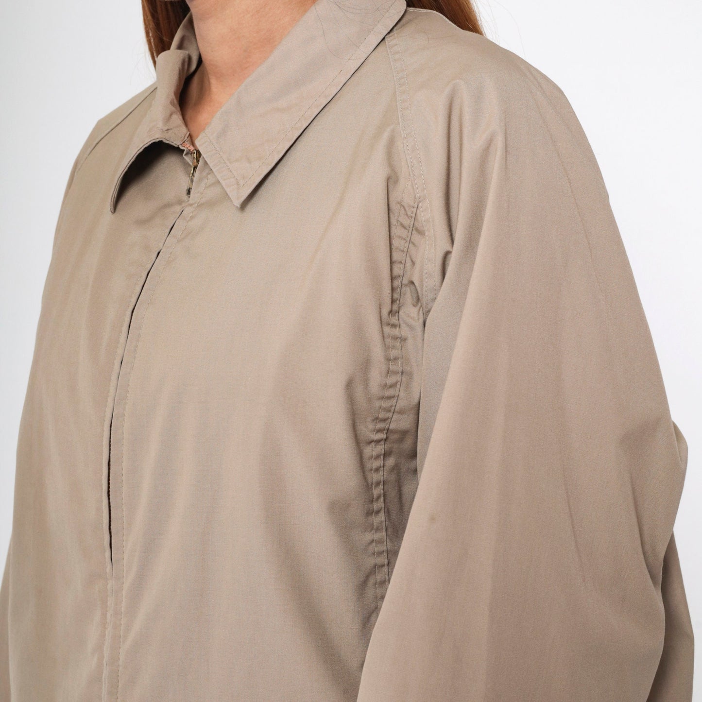 London Fog 80s Khaki Windbreaker Jacket Raglan Faux Fur Lining Large