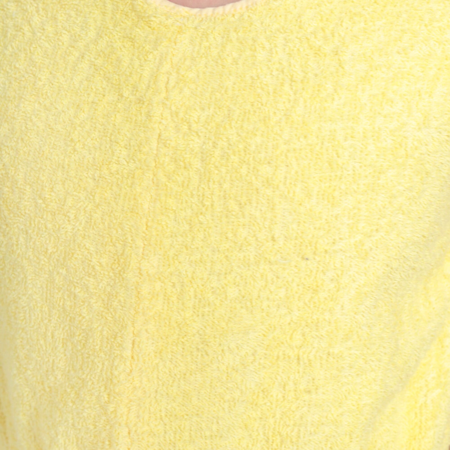 80s Yellow Terry Cloth Romper Playsuit Frayed Cap Sleeve Elastic Waist Extra Small