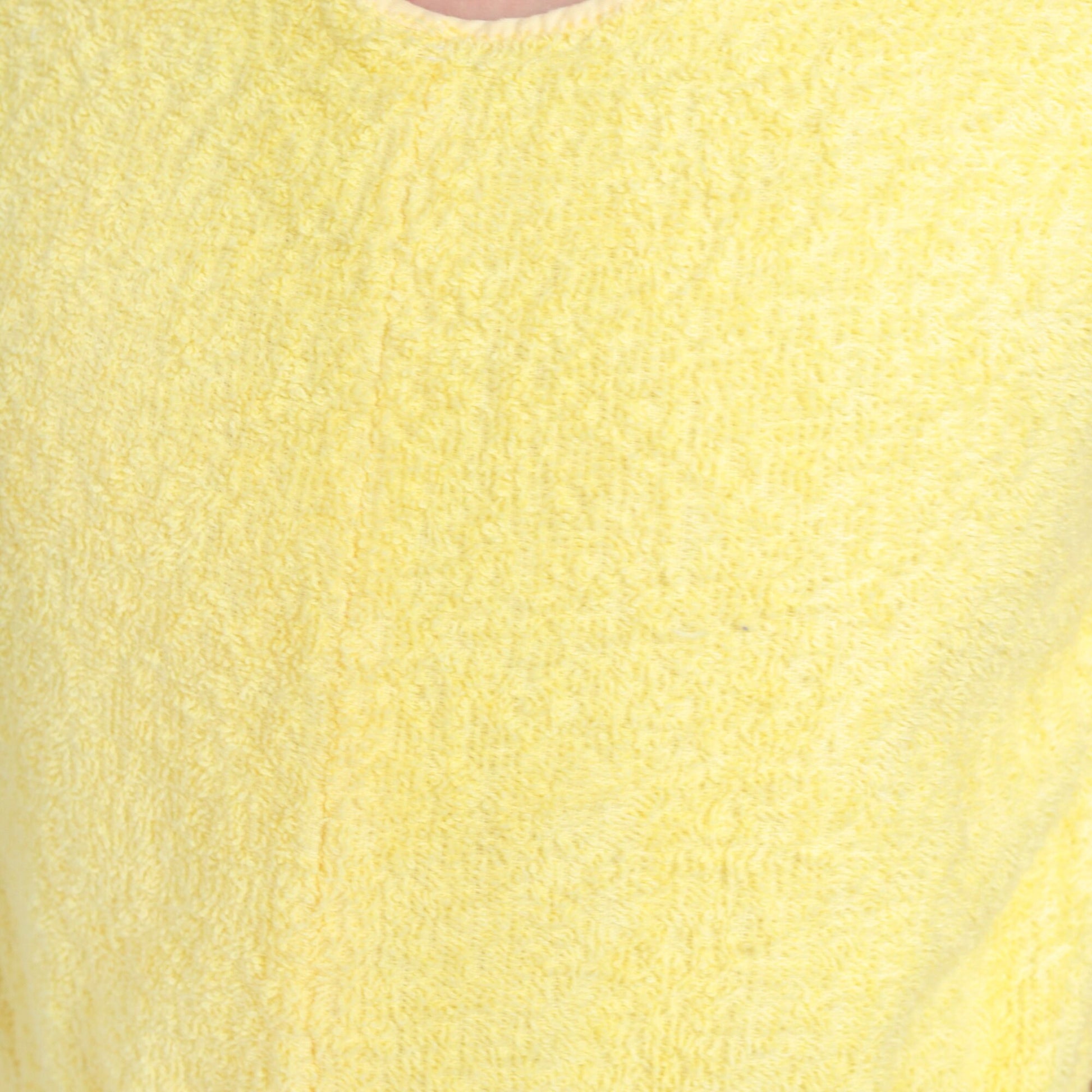 80s Yellow Terry Cloth Romper Playsuit Frayed Cap Sleeve Elastic Waist Extra Small