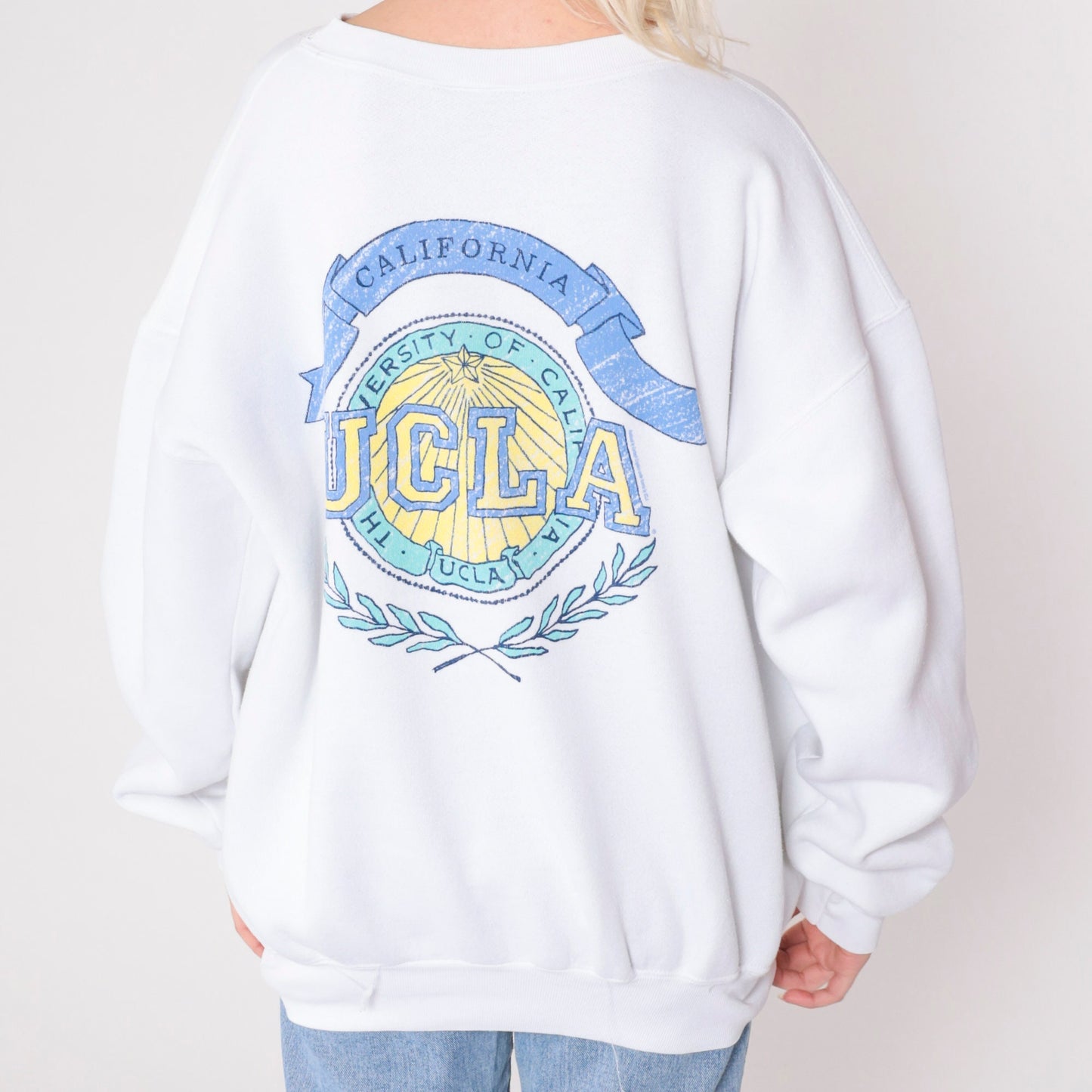 90s UCLA Graphic Sweatshirt White Crewneck College Sweatshirt Extra Large XXL