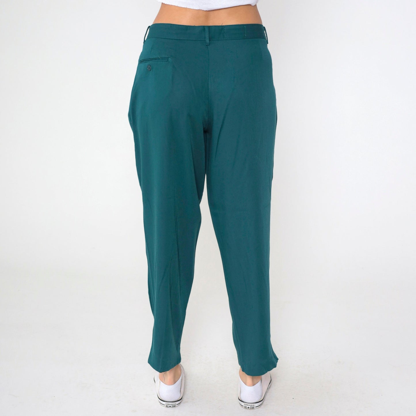 00s Michael James Emerald Green Pleated Trousers Straight Tapered Leg Large