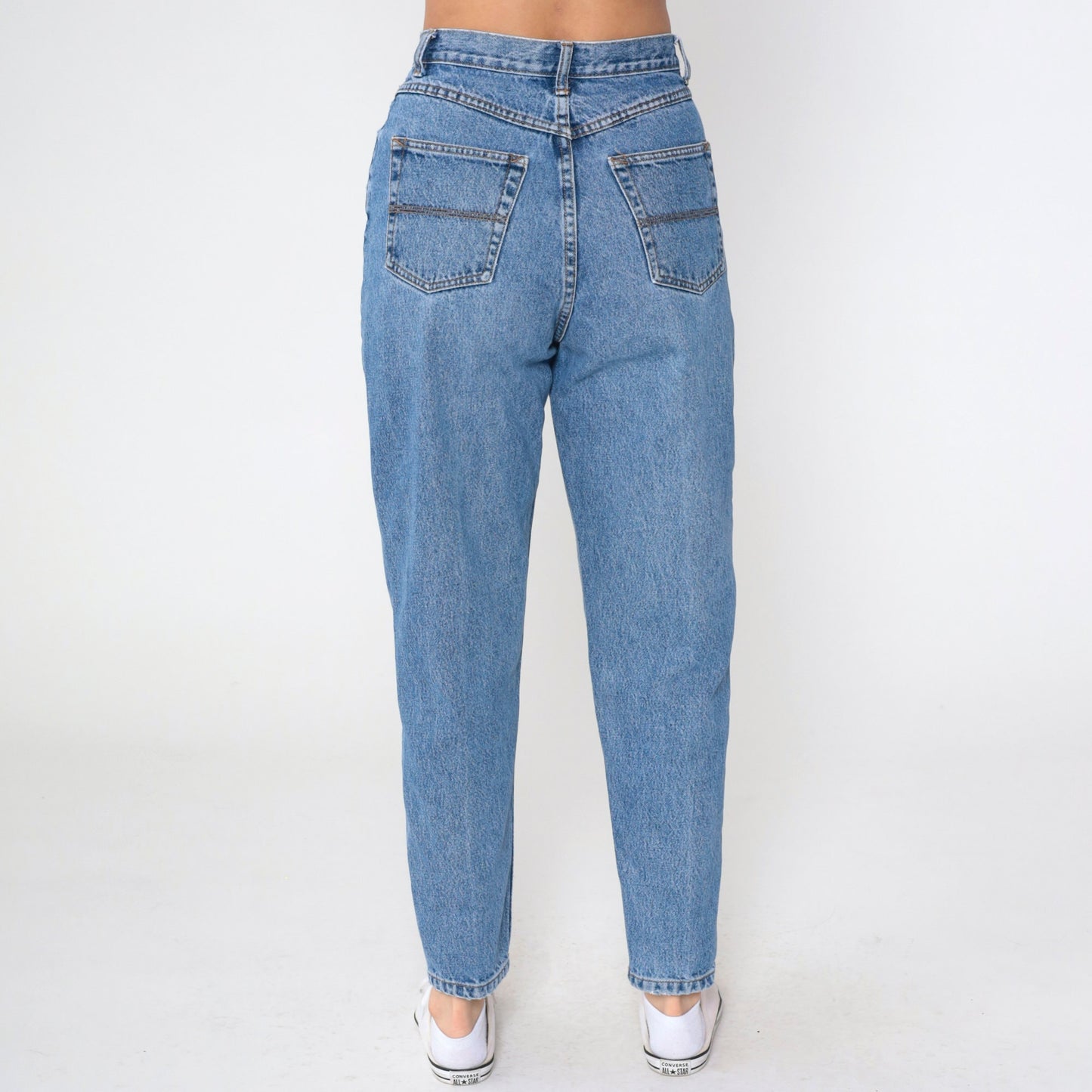90s High Waisted Tapered Blue Denim Jeans Basic Editions Medium