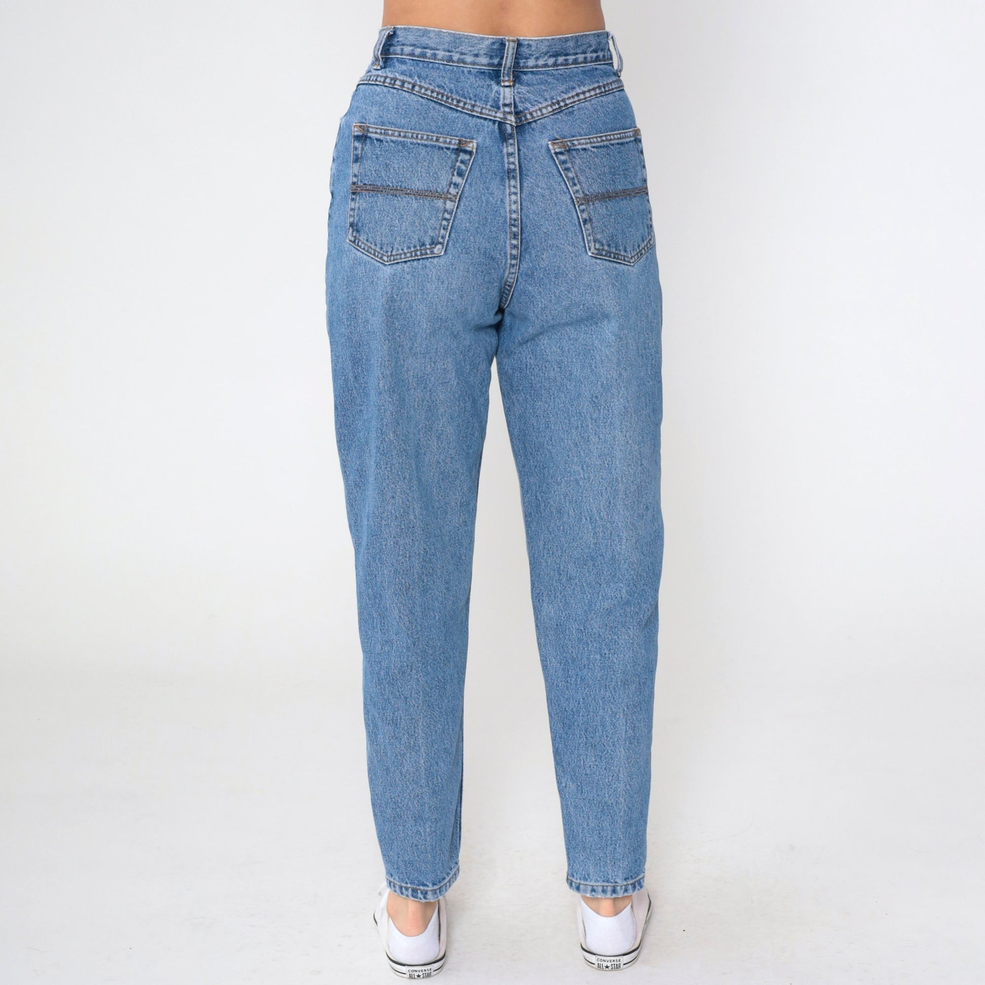 90s High Waisted Tapered Blue Denim Jeans Basic Editions Medium