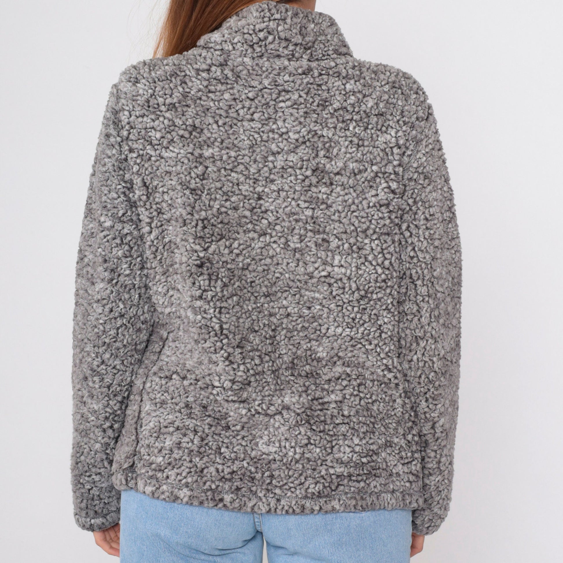 90s Vail Colorado Fleece Quarter Zip Mock Neck Sweatshirt Grey Large L