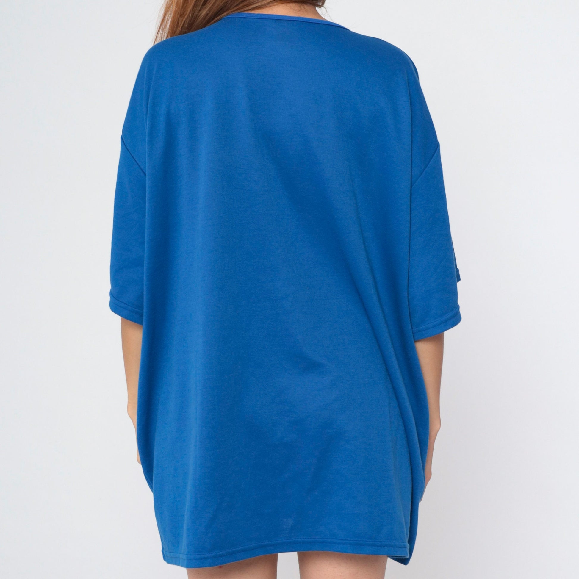90s Royal Blue Henley T-Shirt Plus Size XXL Vintage Button Neck Tee