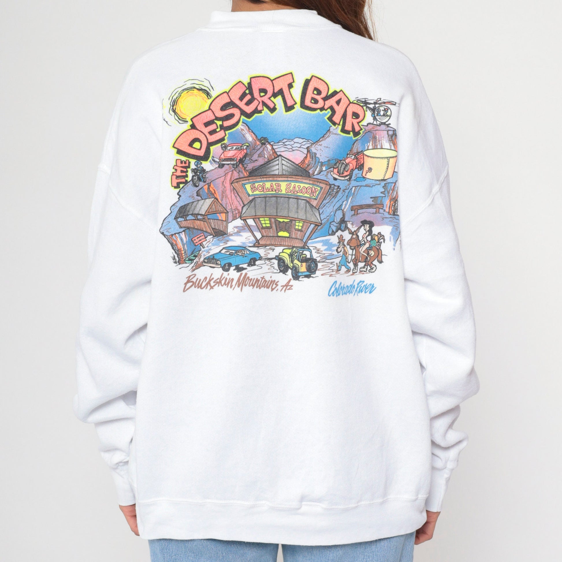 90s Nellie E Saloon Parker Arizona Graphic Sweatshirt White Crewneck Extra Large XXL