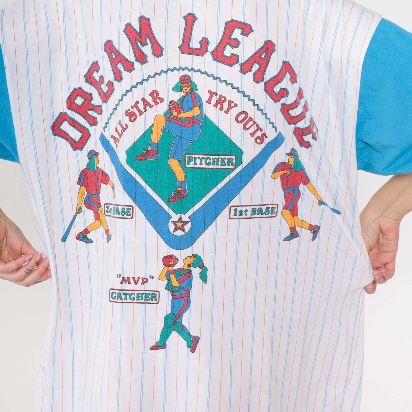 90s Baseball 23 Spring Training Pajama Dress White Mini Henley Small-Large