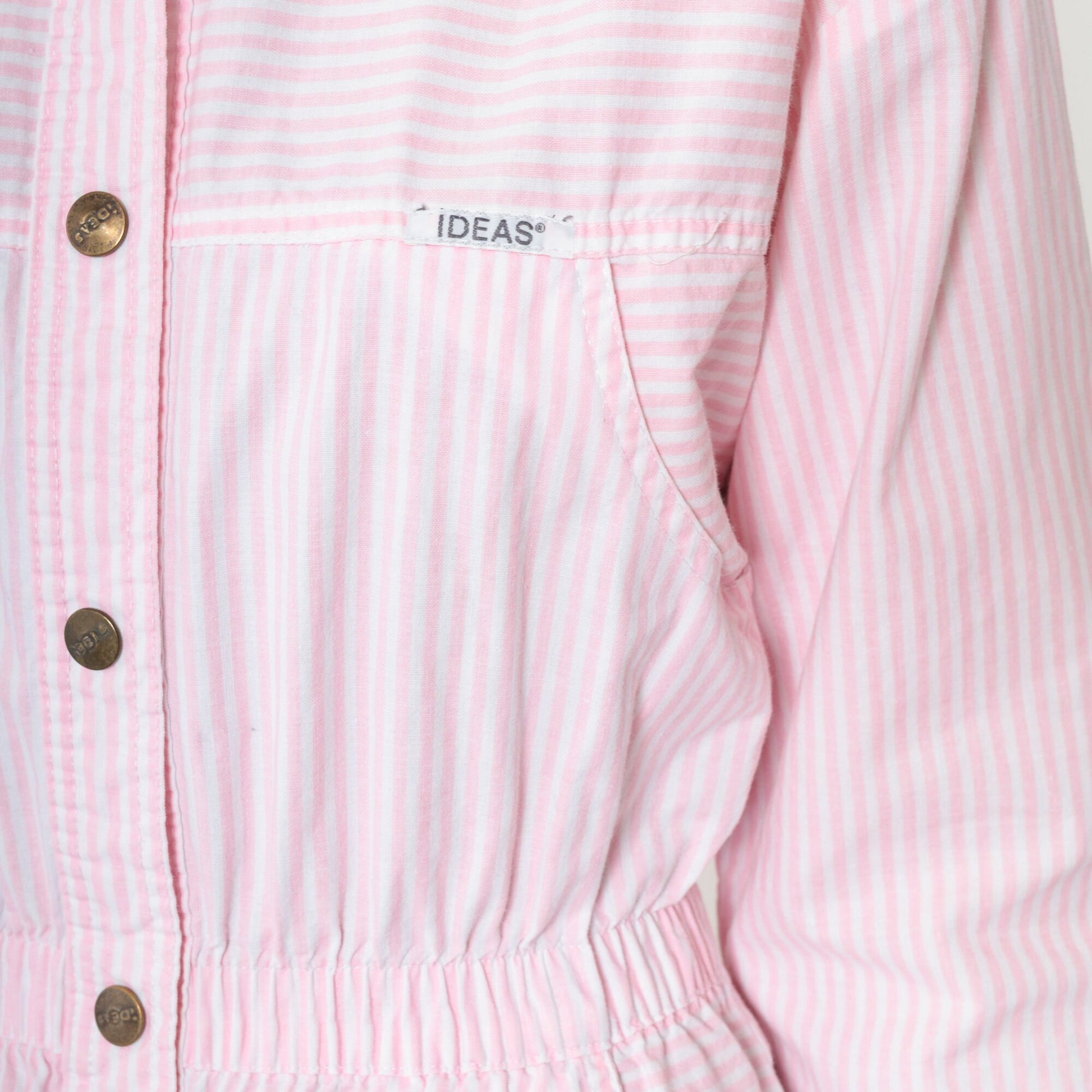 80s Ideas Pink White Striped Jumpsuit High Waisted Tapered Small
