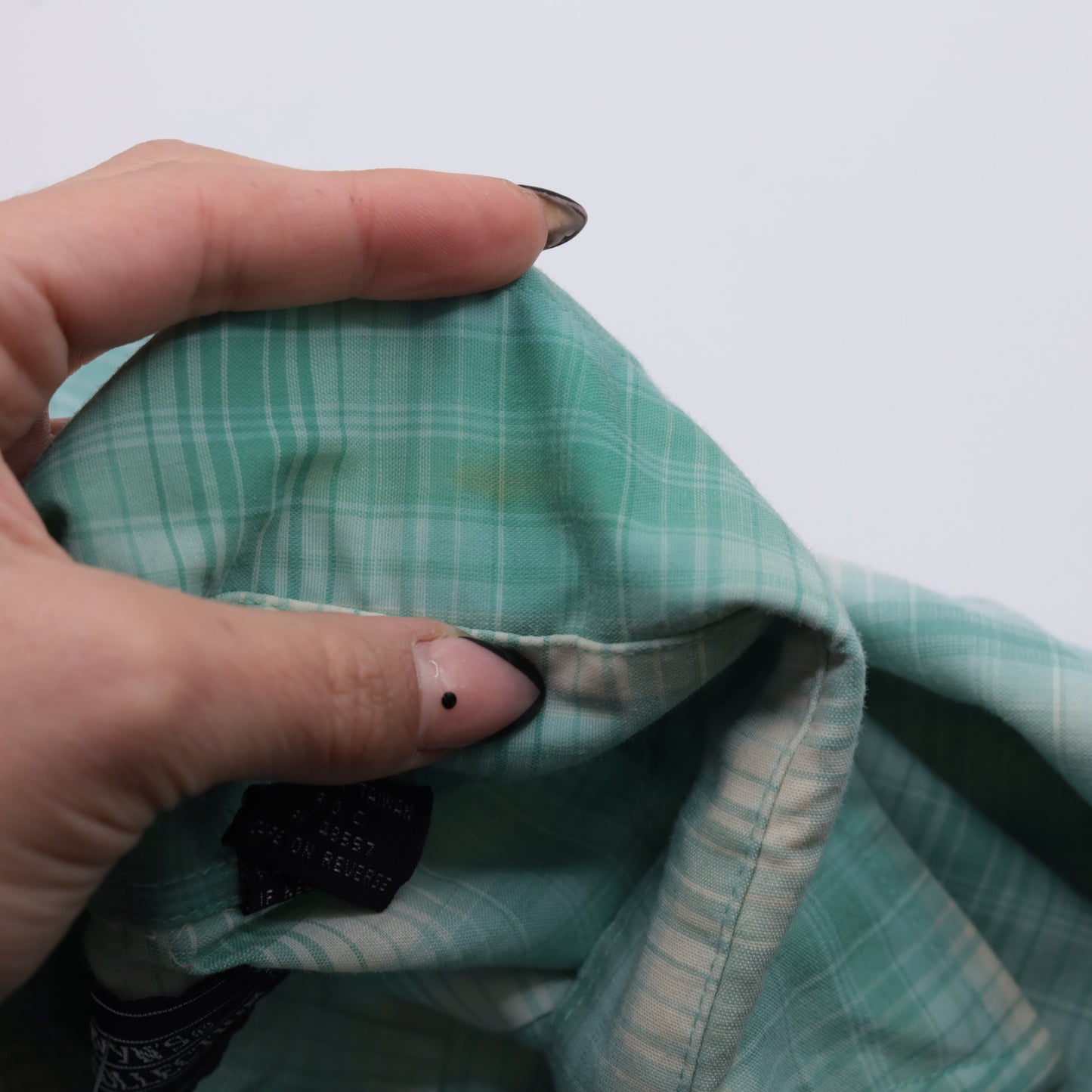 90s Mervyn's Western Shirt Seafoam Plaid Pearl Snap Men's Medium