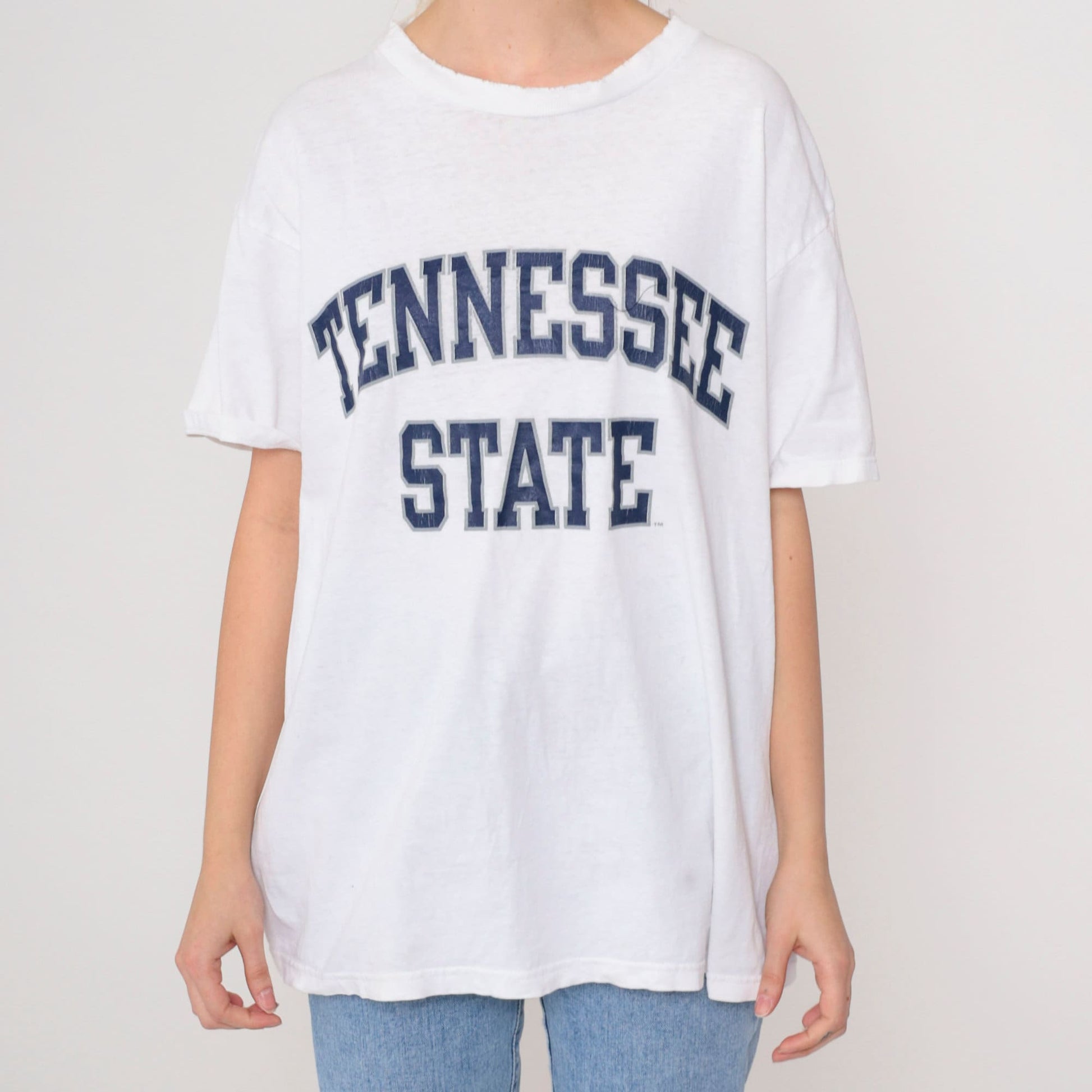 90s Tennessee State University Champion T-Shirt White Graphic Large