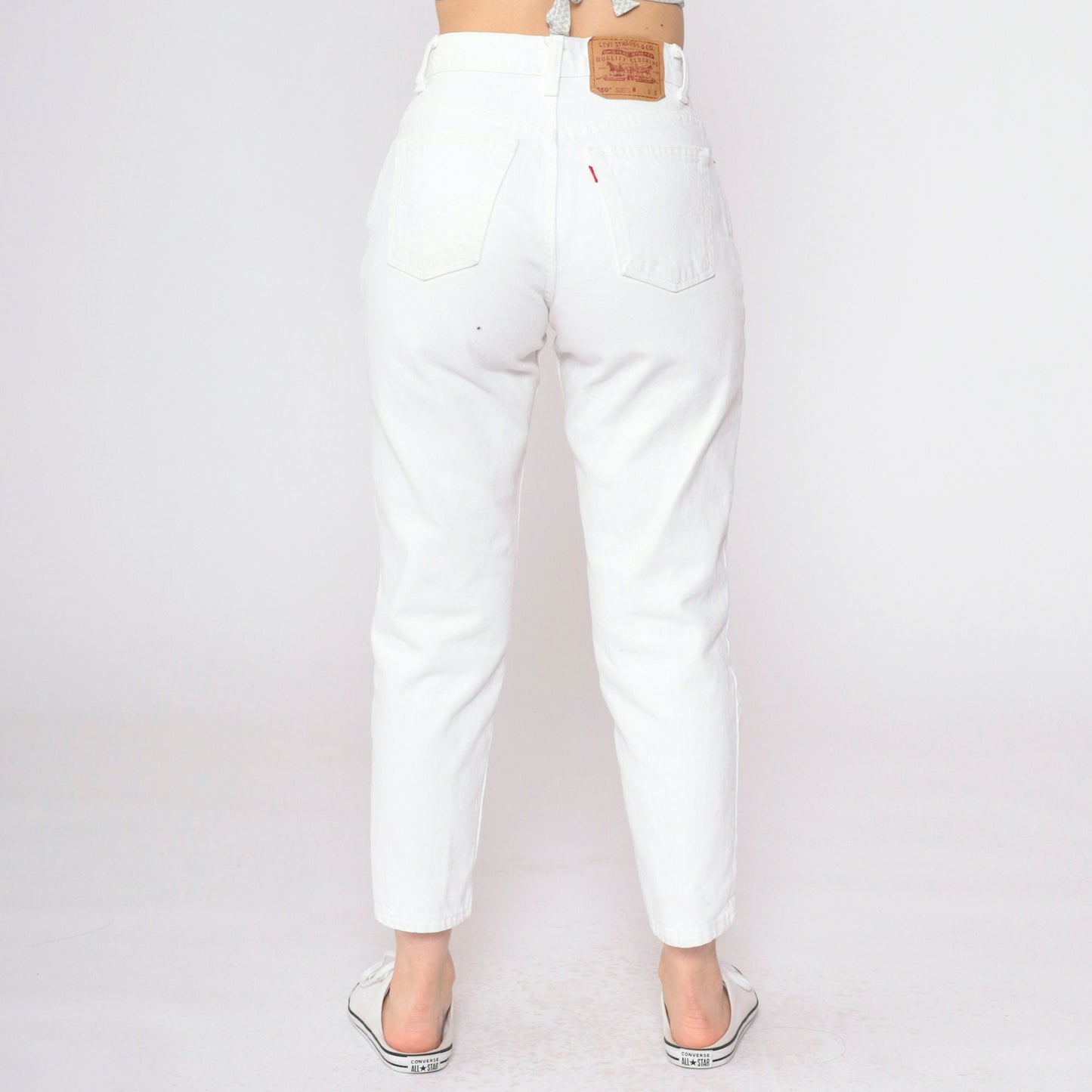 90s Levi's 550 White Denim High Rise Jeans Petite 6