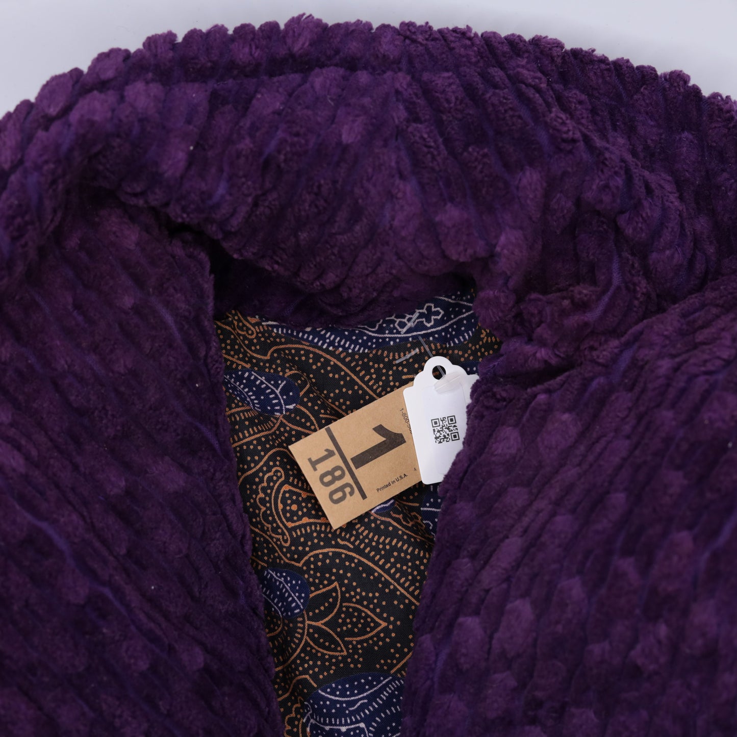 80s Deep Purple Plush Textured Blazer Shawl Collar Open Front Small
