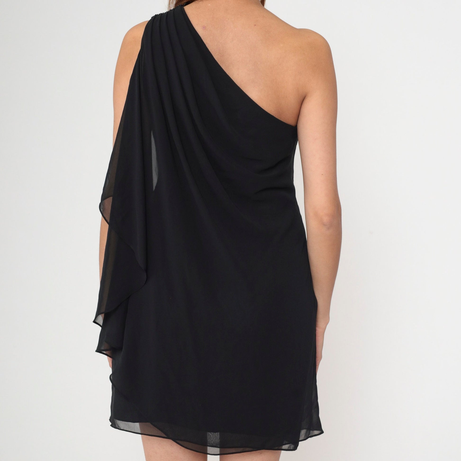 Y2K Black One-Shoulder Beaded Sequin Mini Dress JS Boutique Medium 8